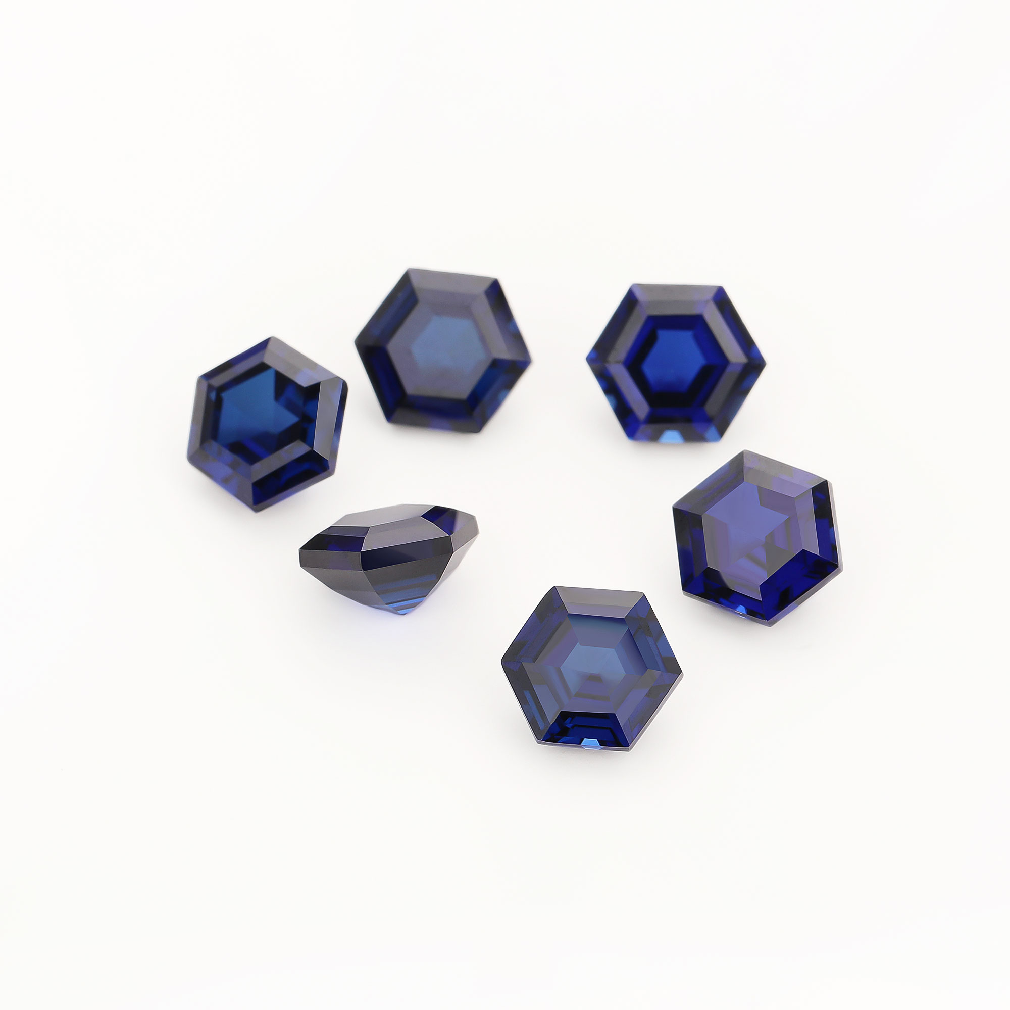 1Pcs Hexagon Cut Sapphire Faceted Stone Lab Created,September Birthstone,Deep Blue Faceted Loose Gemstone,DIY Jewelry Supplies 4160062 - Click Image to Close