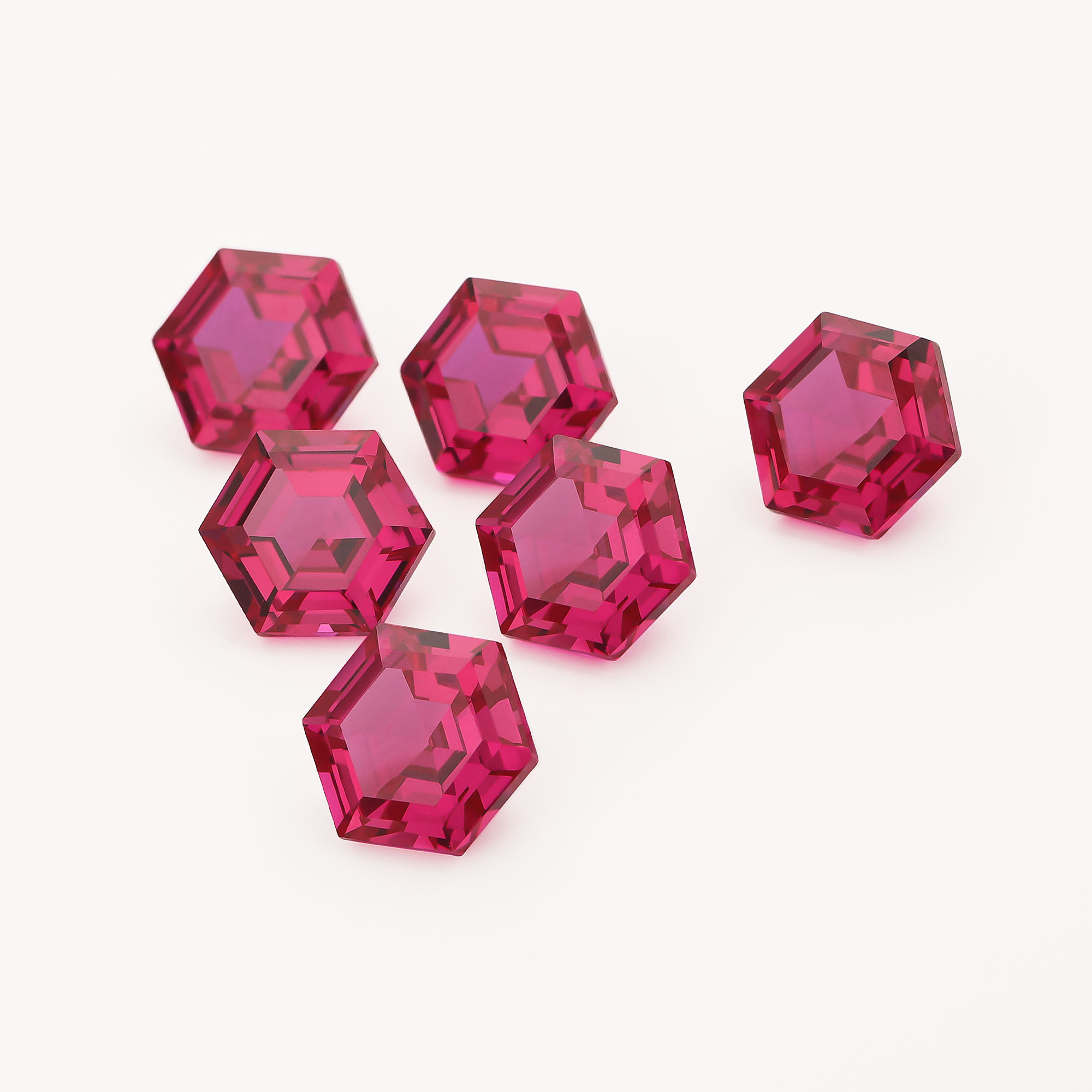 1Pcs Hexagon Cut Ruby Faceted Stone Lab Created,July Birthstone,Red Faceted Loose Gemstone,DIY Jewelry Supplies 4160063 - Click Image to Close