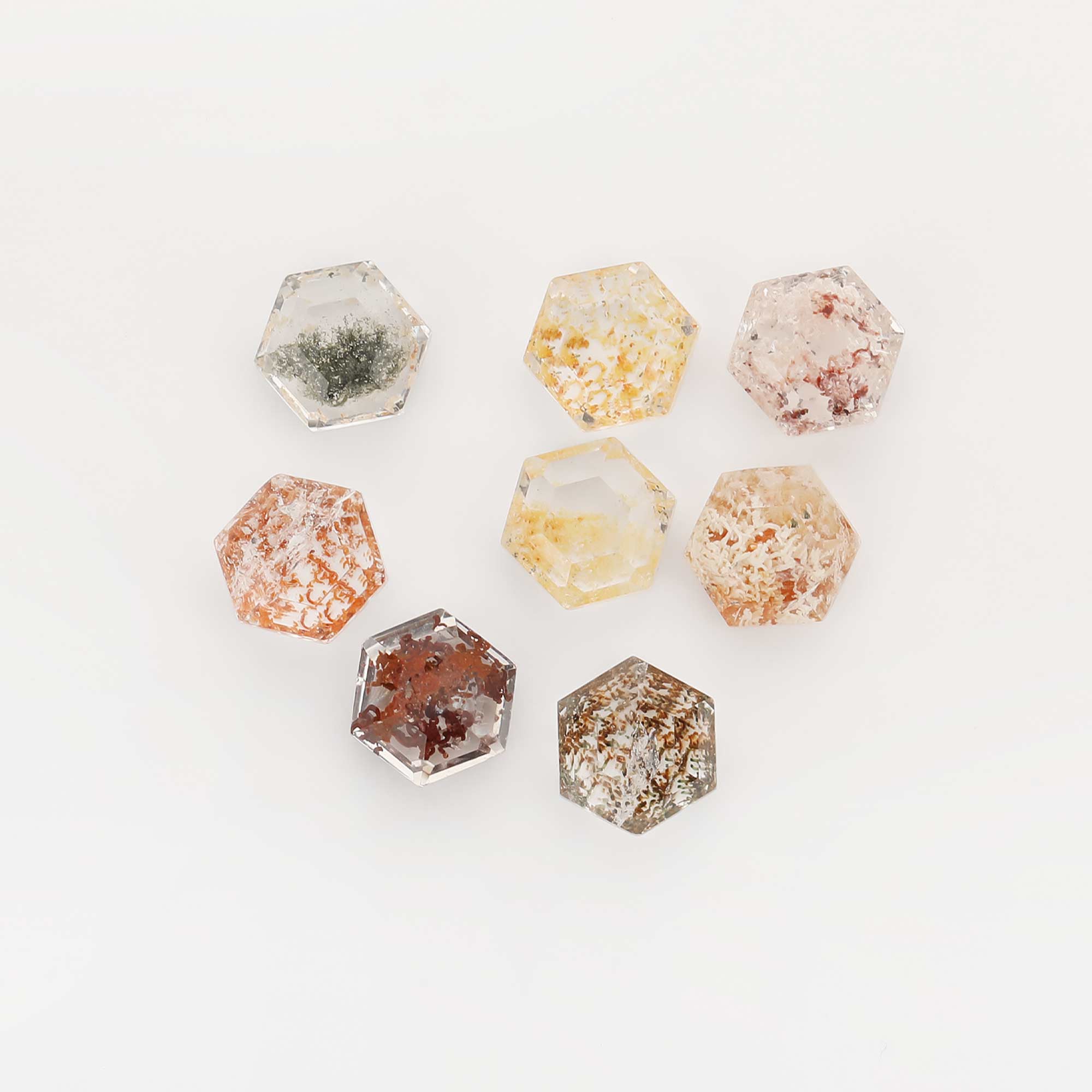 6MM Hexagon Salt and Pepper Herkimer Diamond Crystal,Cluster Crystal Quartz Faceted Stone,Ghost Phantom Crystal,Unique Gemstone,DIY Jewelry Supplies 4160069 - Click Image to Close