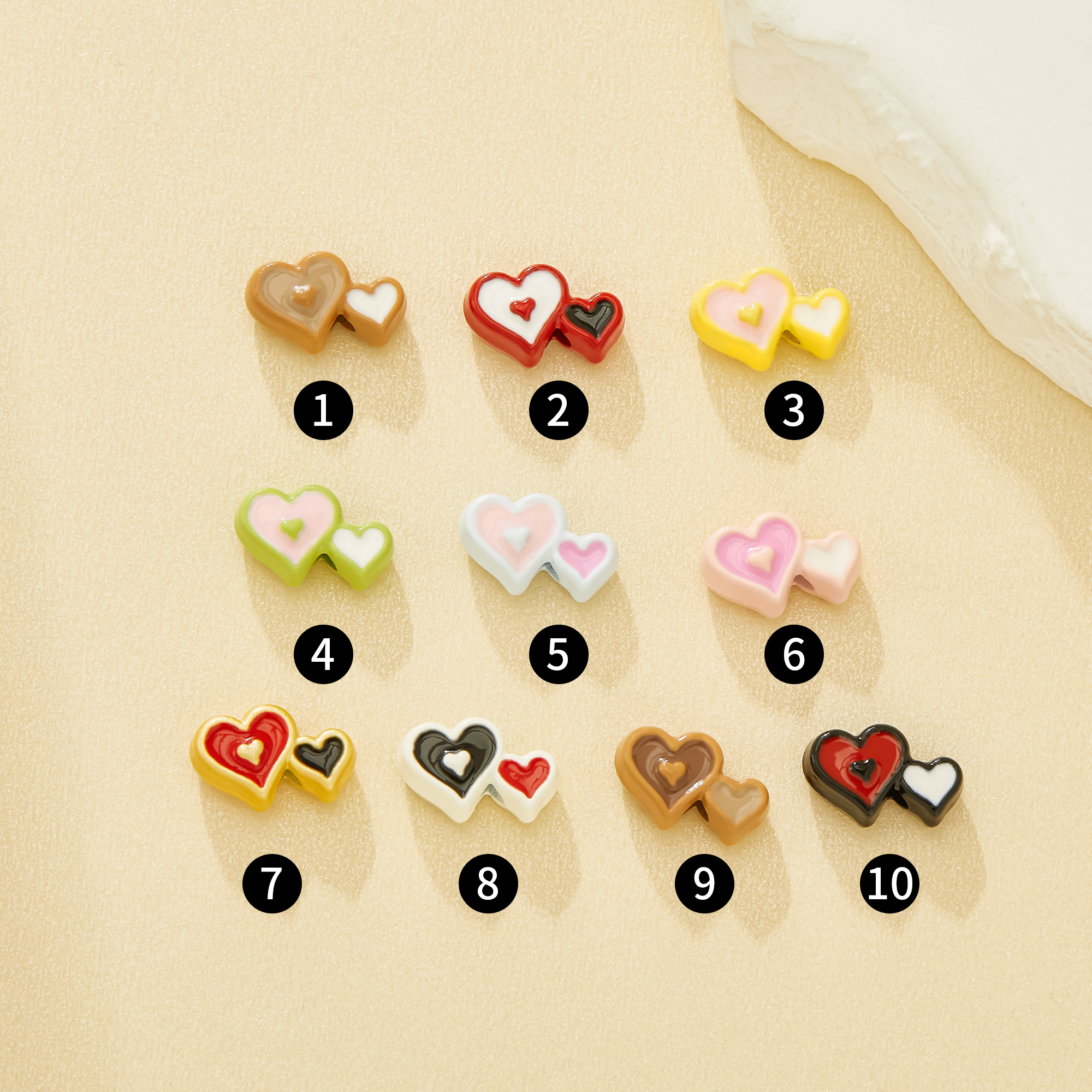 11MM Minimalist Twin Hearts Enamel Zinc Alloy Beads,Dopamine macaron candy Ornament Beads,Elegant Heart Beads for Pendant,Phone Strap,Bracelet 4160085