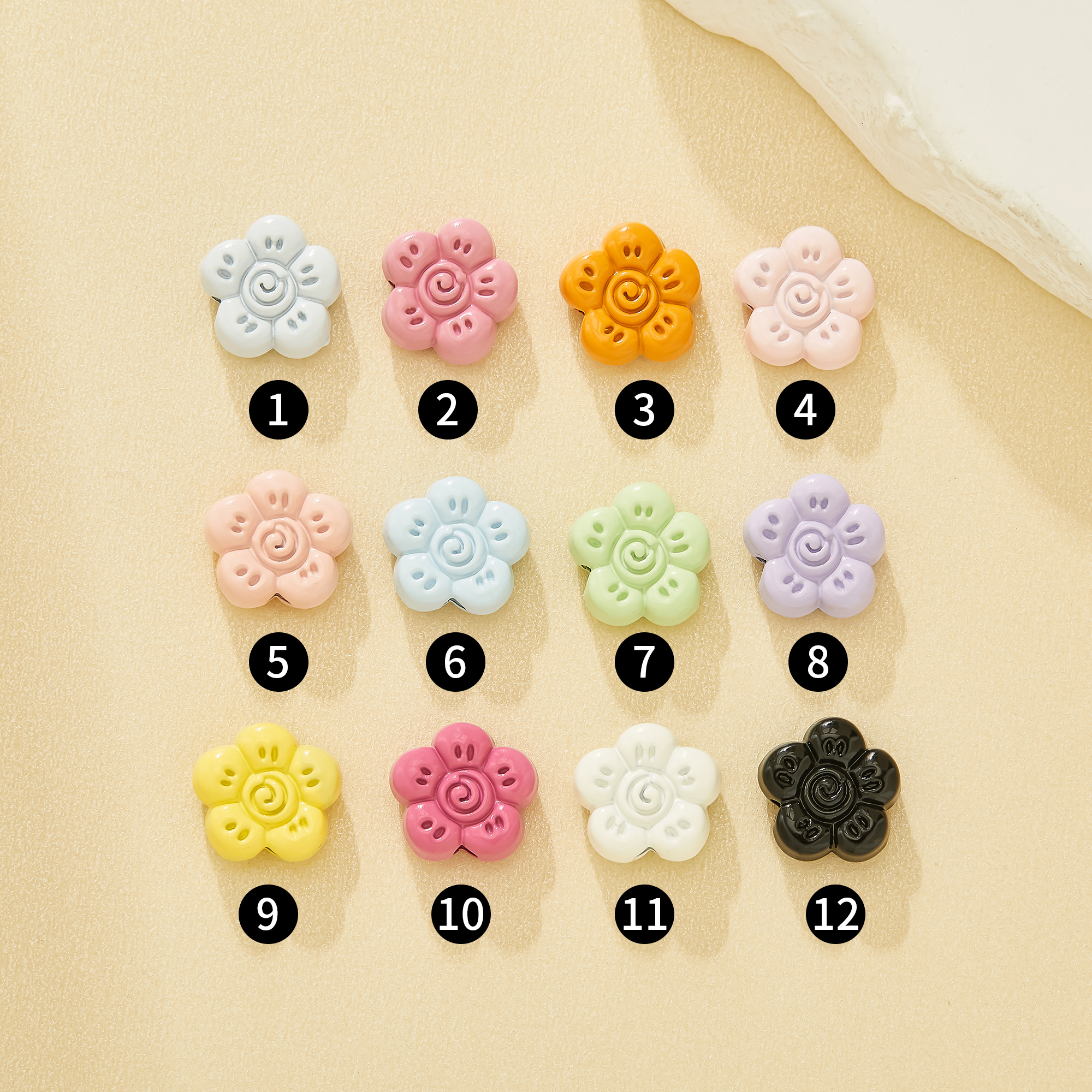 10.5MM Kawaii Macaron dopamine candy Flower Beads,Five-Petal Loose Beads For Pendants,Phone Lanyards & Bracelets,Cute Craft Beads 4160088