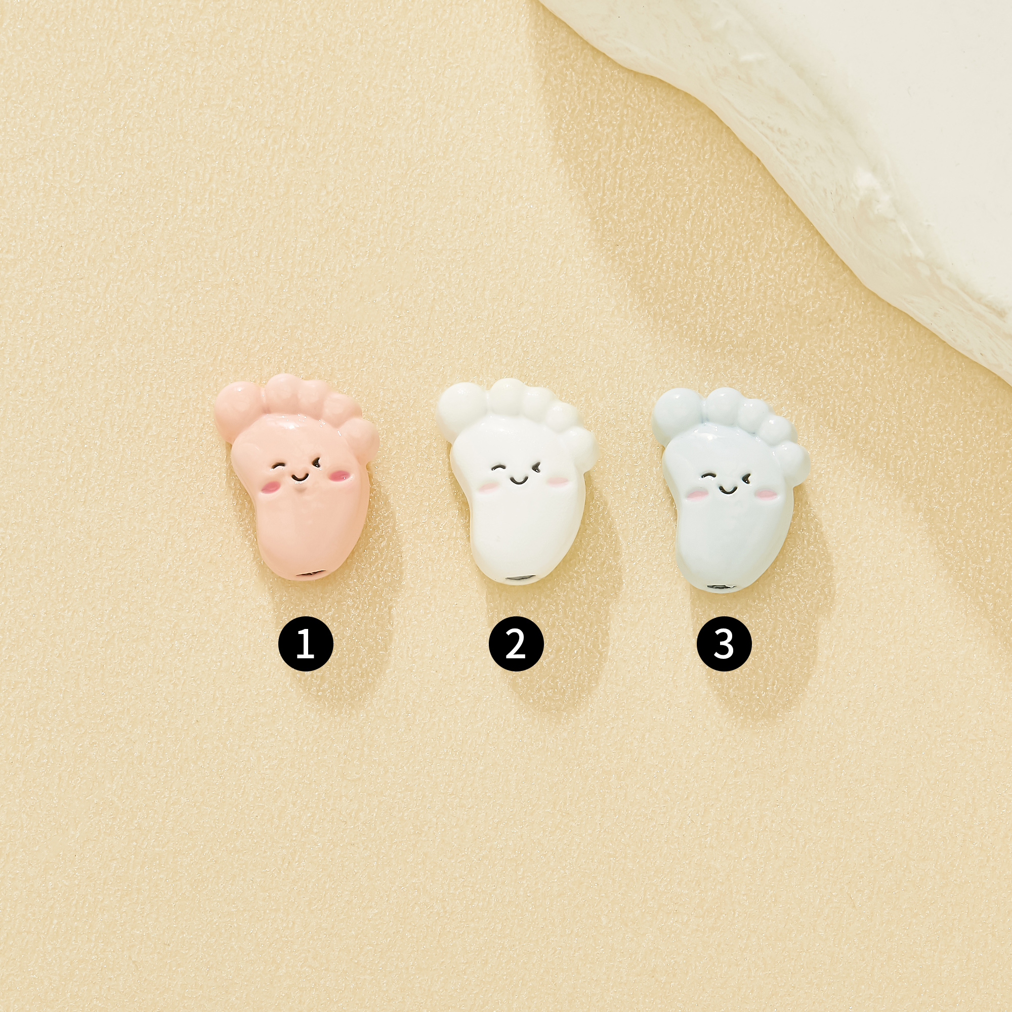 11MM Cheerful Footprint Enamel Zinc Alloy Beads,Macaron dopamine candy Blush Beads For Pendants,Phone Straps & Bracelets,Playful Supplies 4160090
