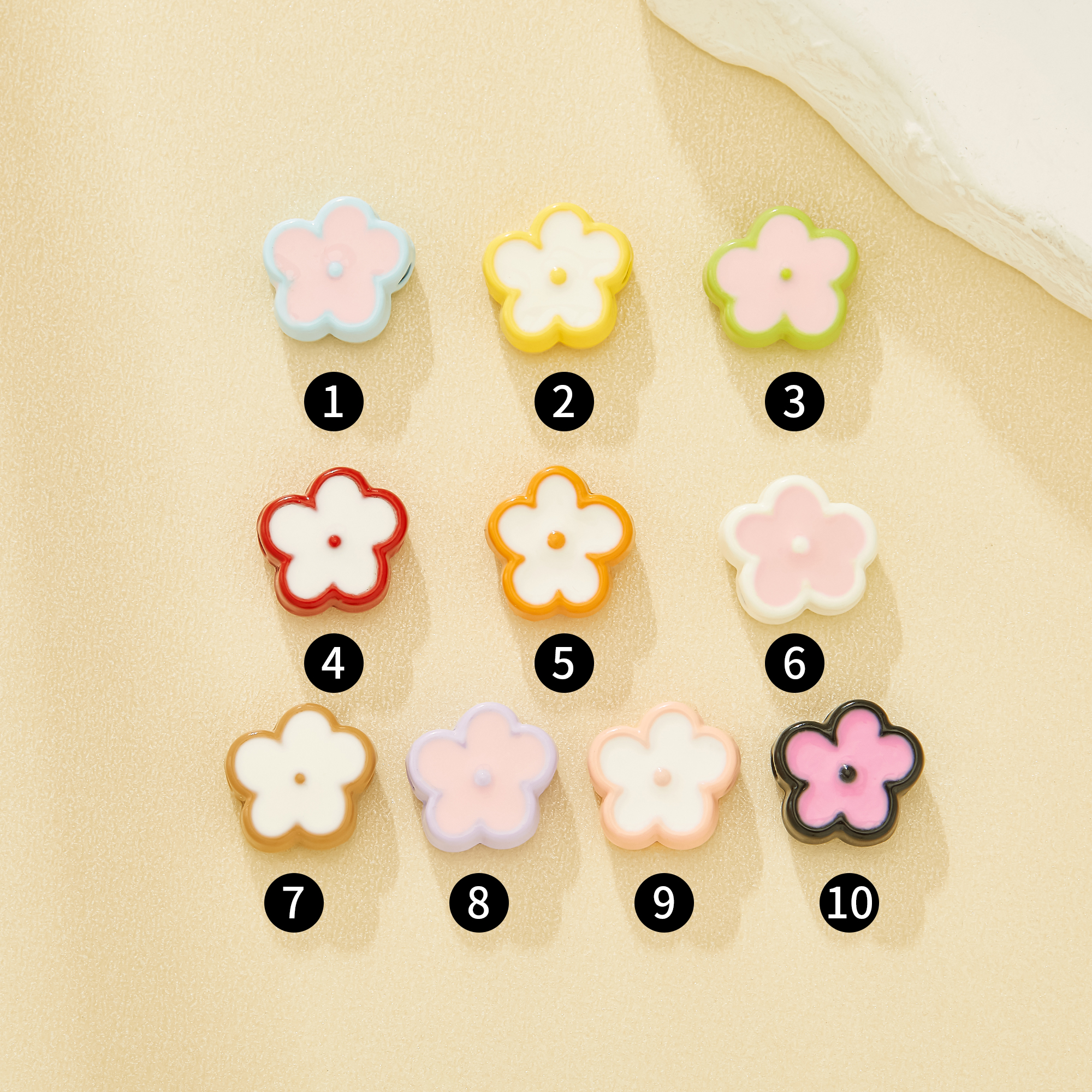 11.4MM Chic Outline Trim Flower Enamel Zinc Alloy Beads,Macaron dopamine candy Center Beads For Bracelets & Bag Decor,Stylish Craft Accessories 4160092
