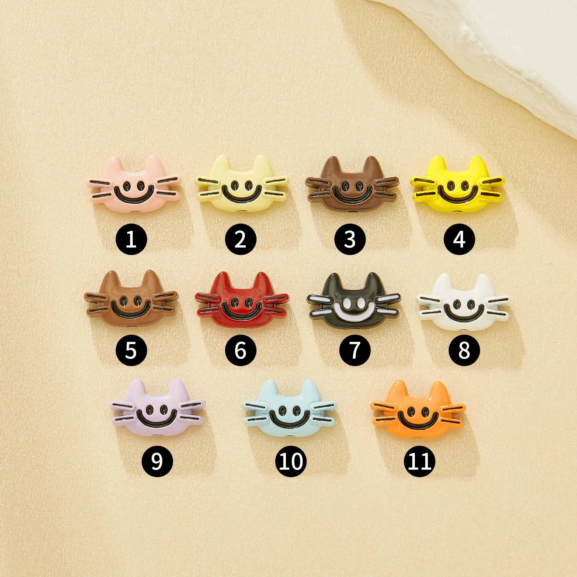 14MM Cheerful Smiley Kitty Enamel Zinc Alloy Beads,Macaron dopamine candy Cat Beads For DIY Crafts,Mobile Straps & Bracelets,Fun Supplies 4160093