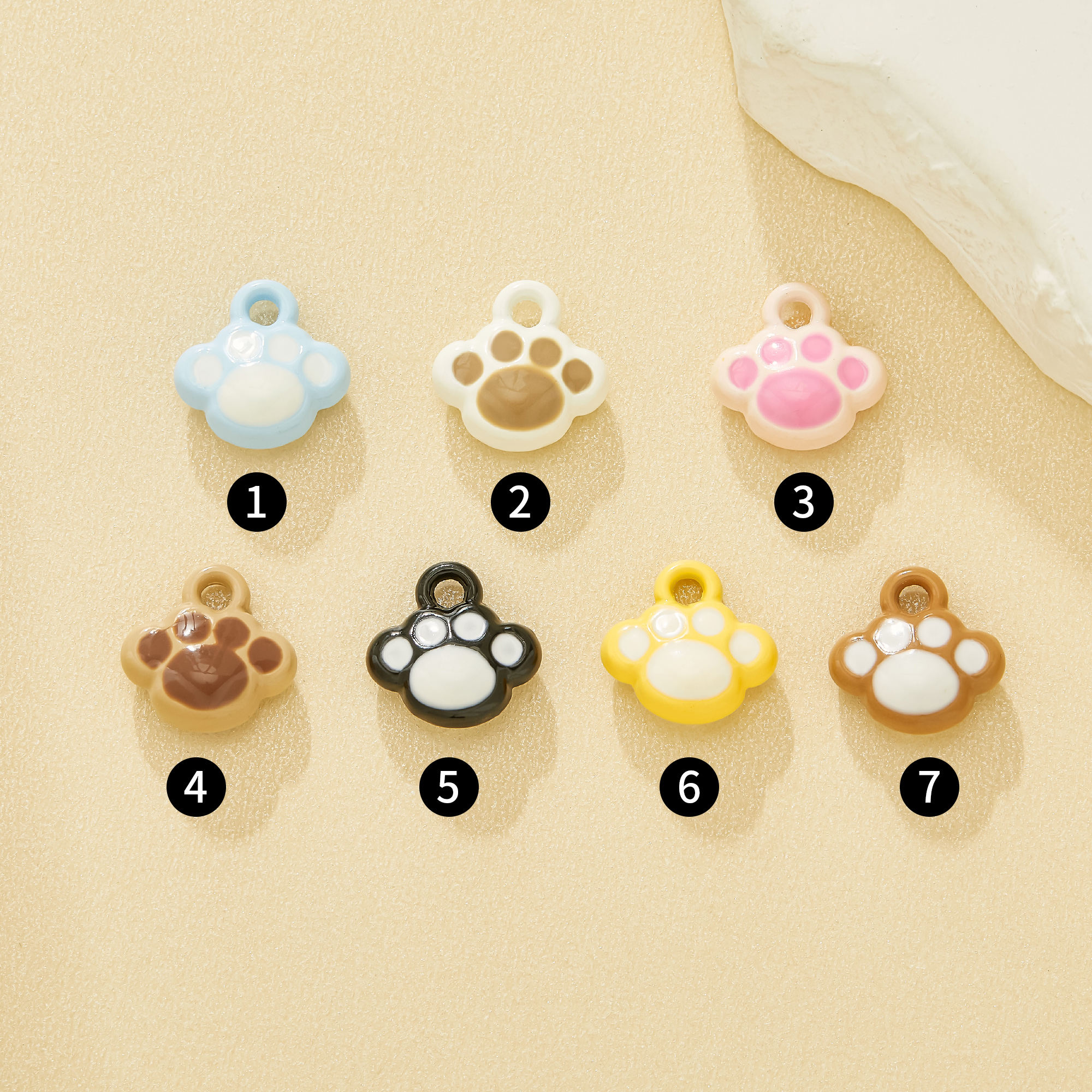 10MM Pet Lover Paw Print Enamel Zinc Charms,Macaron dopamine candy Two-Tone Charms For Pet Collars & Phone Lanyards,Sweet DIY Craft Beads 4160094