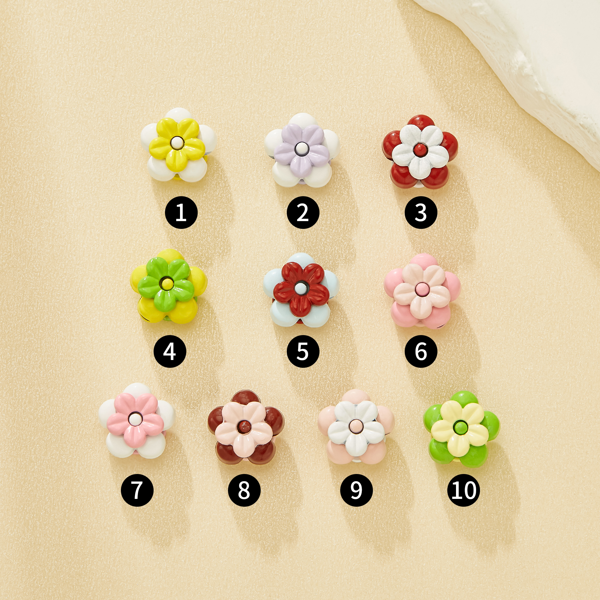 10MM Chic Layered Plum Blossom Enamel Zinc Beads,Macaron dopamine candy 3D Petal Beads For Bracelets & Bag Decor,Stylish Craft Accessories 4160099