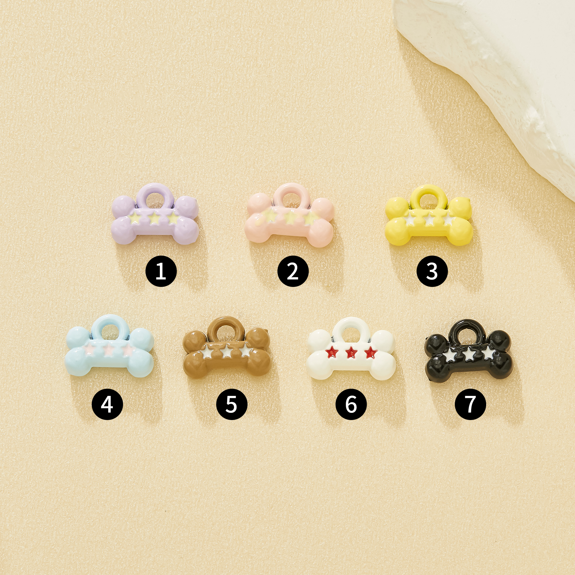 11MM Pet Lover Star Dog Bone Enamel Zinc Charms,Macaron dopamine candy Star Hanging Charms For Pet Collars & Keychains,Cute Pet Supplies 4160100