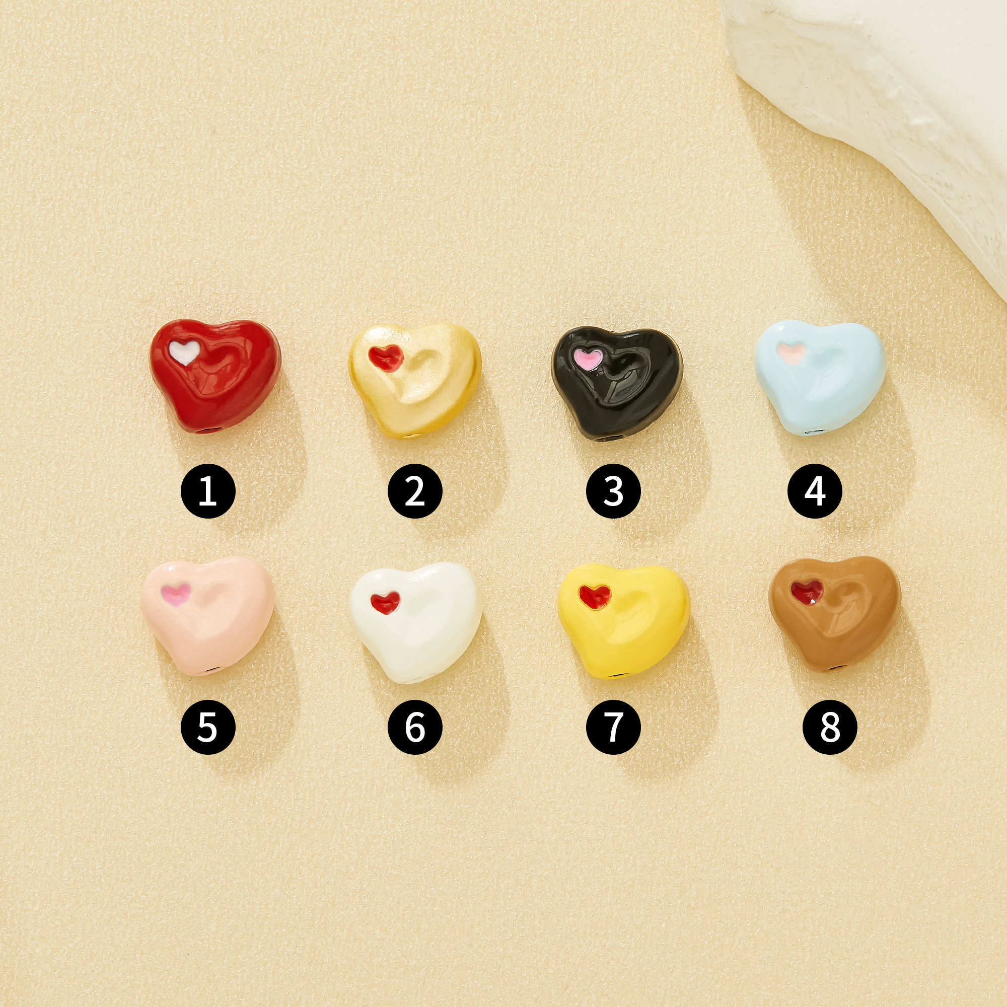 8MM Lovely Tiny Heart Enamel Zinc Beads,Macaron dopamine candy Contrast Heart Beads For Pendants,Phone Lanyards & Keychains,Sweet Jewelry Beads 4160103