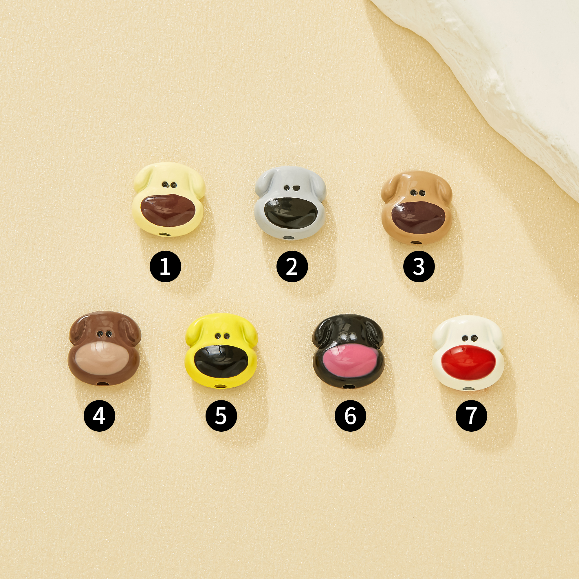 9.7MM Adorable Big Nose Puppy Enamel Zinc Beads,Macaron dopamine candy Contrast Nose Beads For Bracelets & Keychains,Pet Lover Craft Supplies 4160106