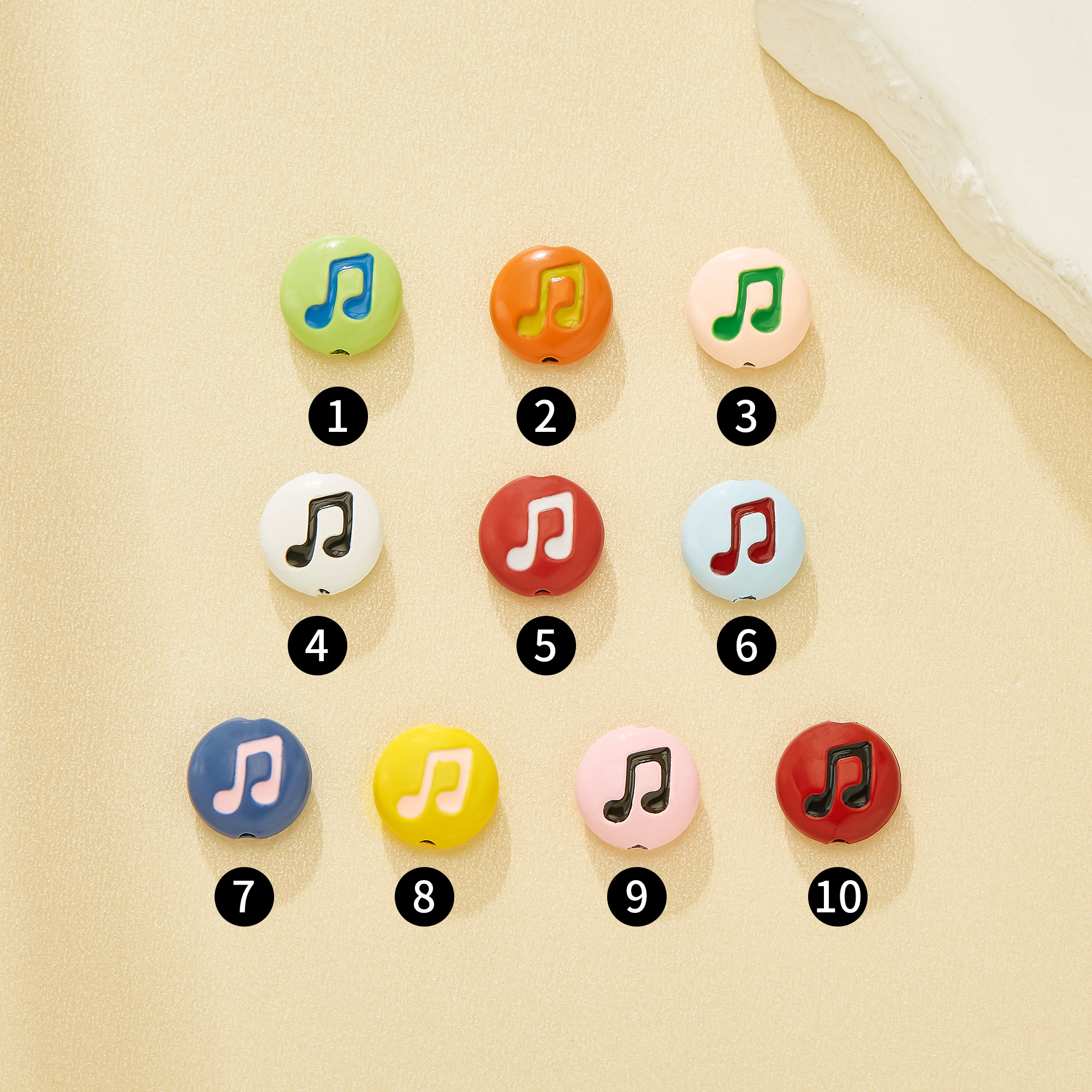 10MM Joyful Melody Bead Enameled Zinc Alloy Beads,Macaron Dopamine Candy Color Beads For Phone Lanyards & Jewelry Making,Fun Craft Beads 4160108