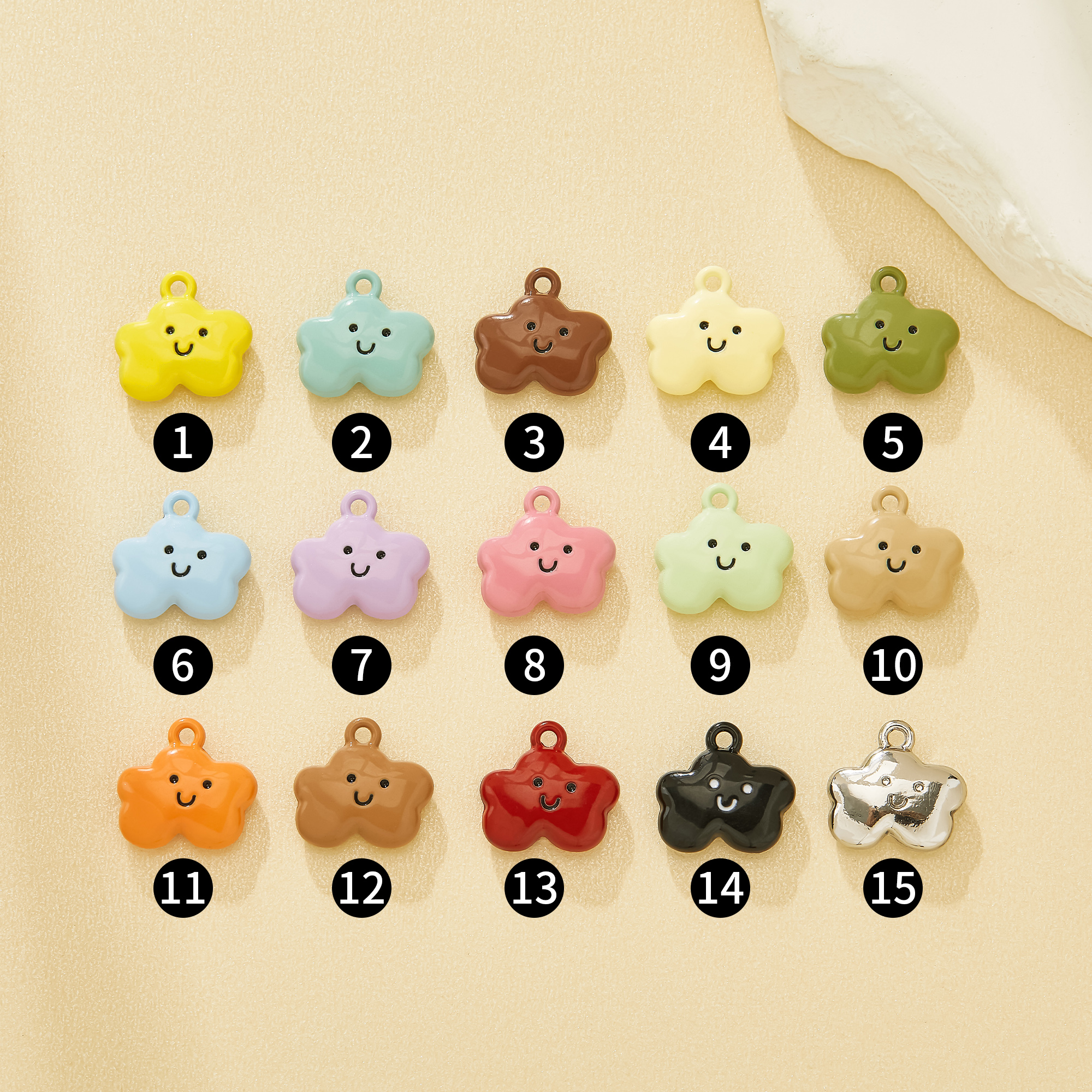 11.2MM Cute Happy Cloud Enameled Zinc Alloy Charms,Macaron Dopamine Candy Color Smiley Pendants For Pendants & Bag Charms,Playful Craft Accessories 4160112