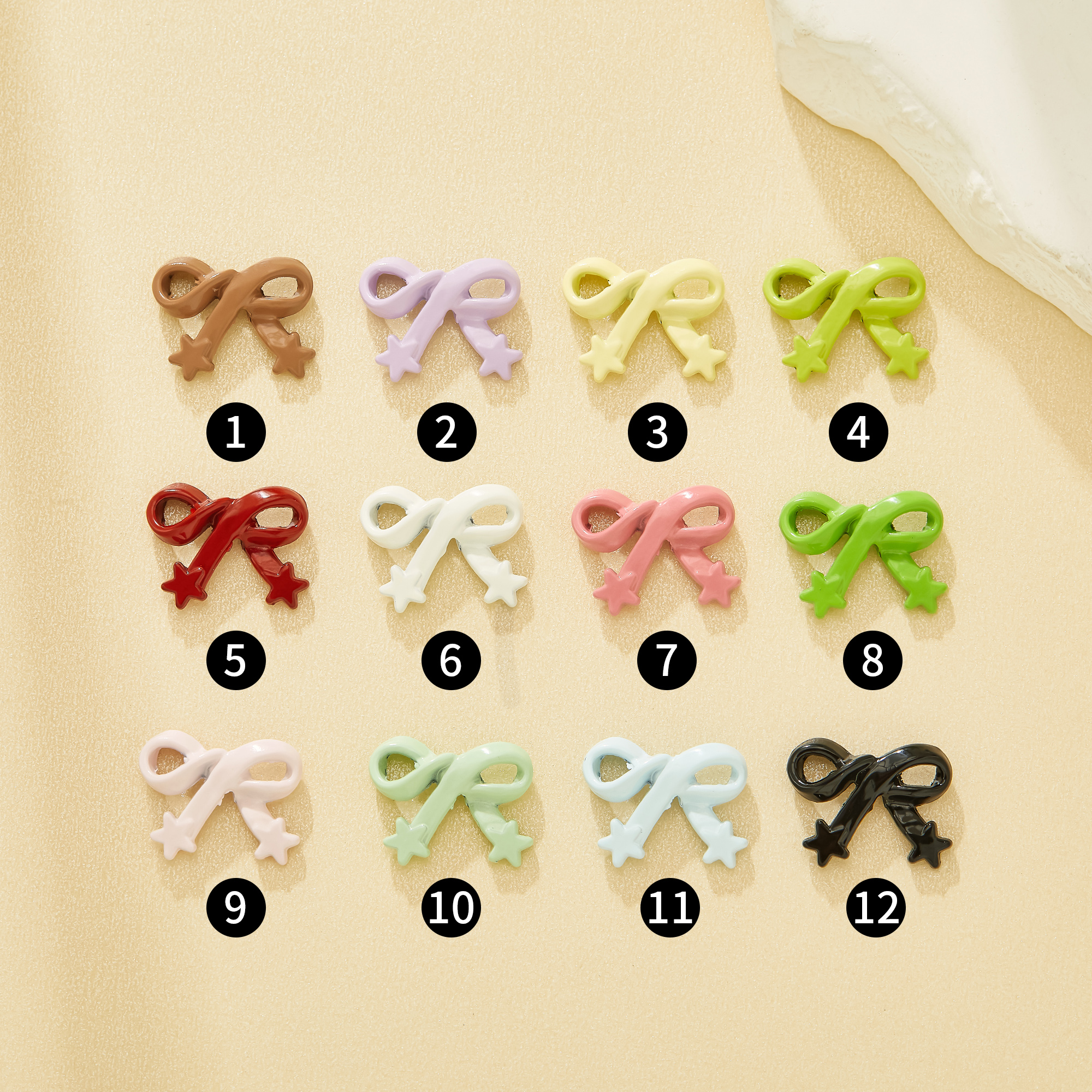 16.5MM Romantic Star-Tail Ribbon Charm Enameled Zinc Alloy Charms,Glossy Vibrant Tone Beads For DIY Jewelry & Phone Straps,Feminine Craft Supplies 4160114
