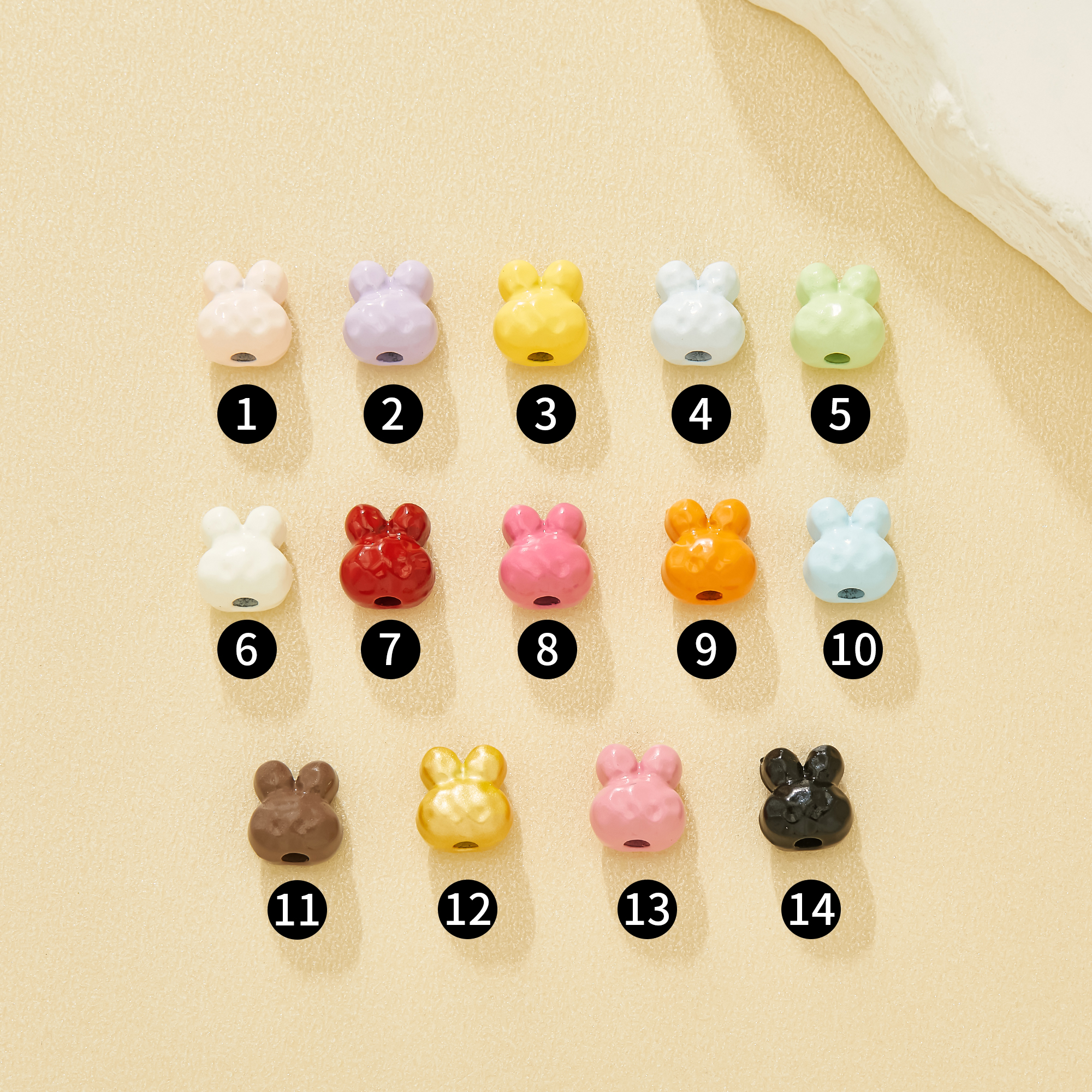 7.1MM Playful 3D Bunny Head Enameled Zinc Alloy Beads,Macaron Dopamine Candy Color Textured Beads For Bracelets & Keychains,Kawaii Craft Supplies 4160119