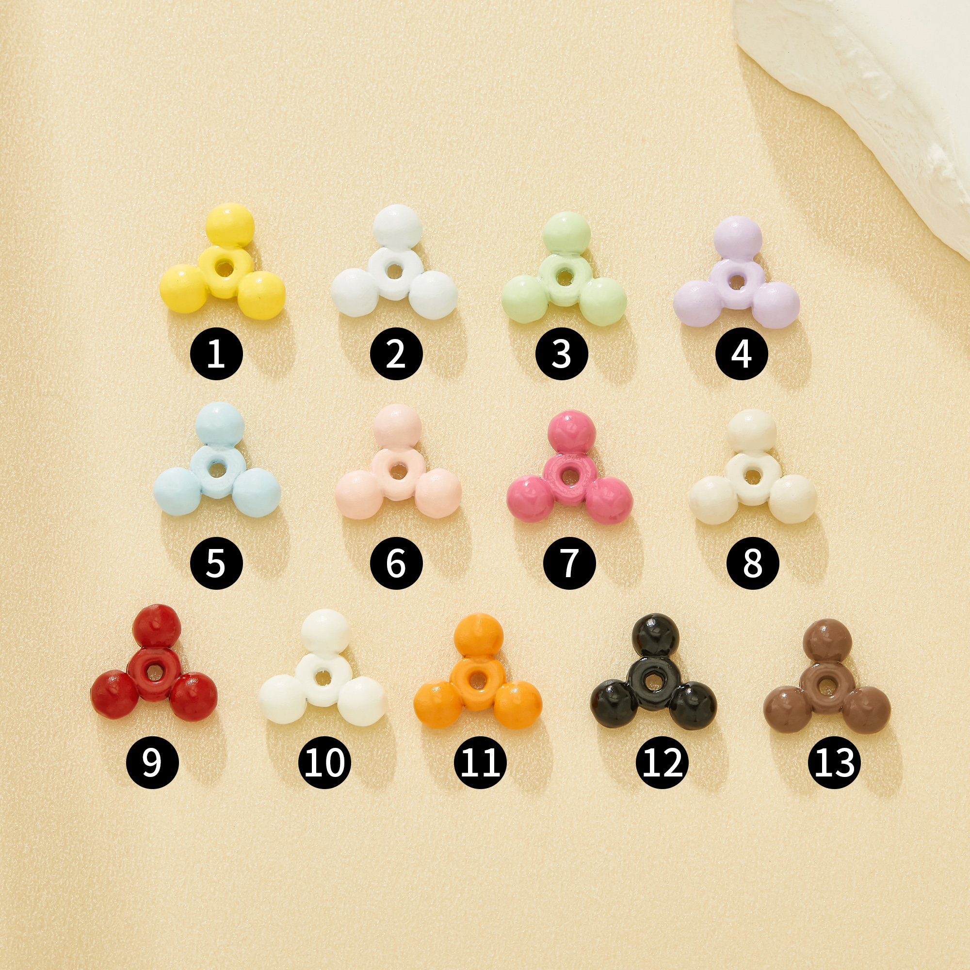 10.9MM Three-Bead Triangle Enameled Zinc Alloy Beads,Macaron Dopamine Candy Color Hue Beads For Phone Lanyards & Jewelry Making,Modern Beads 4160121