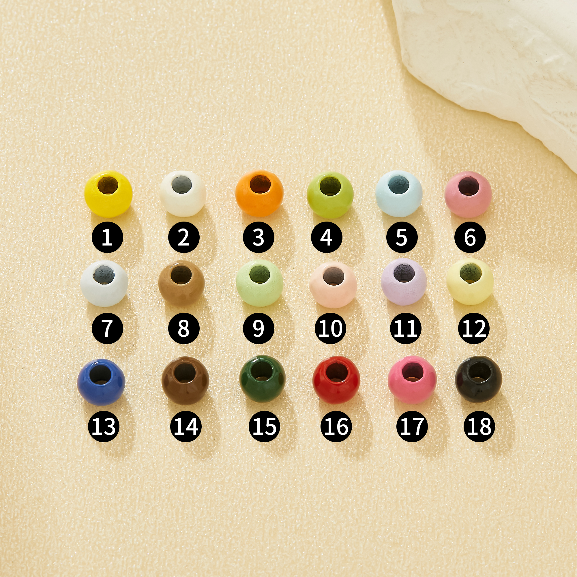 4MM Solid Color Large Hole Enameled Zinc Alloy Beads,Macaron Dopamine Candy Color Big Hole Beads For Bracelets & Keychains,Basic Supplies 4160122