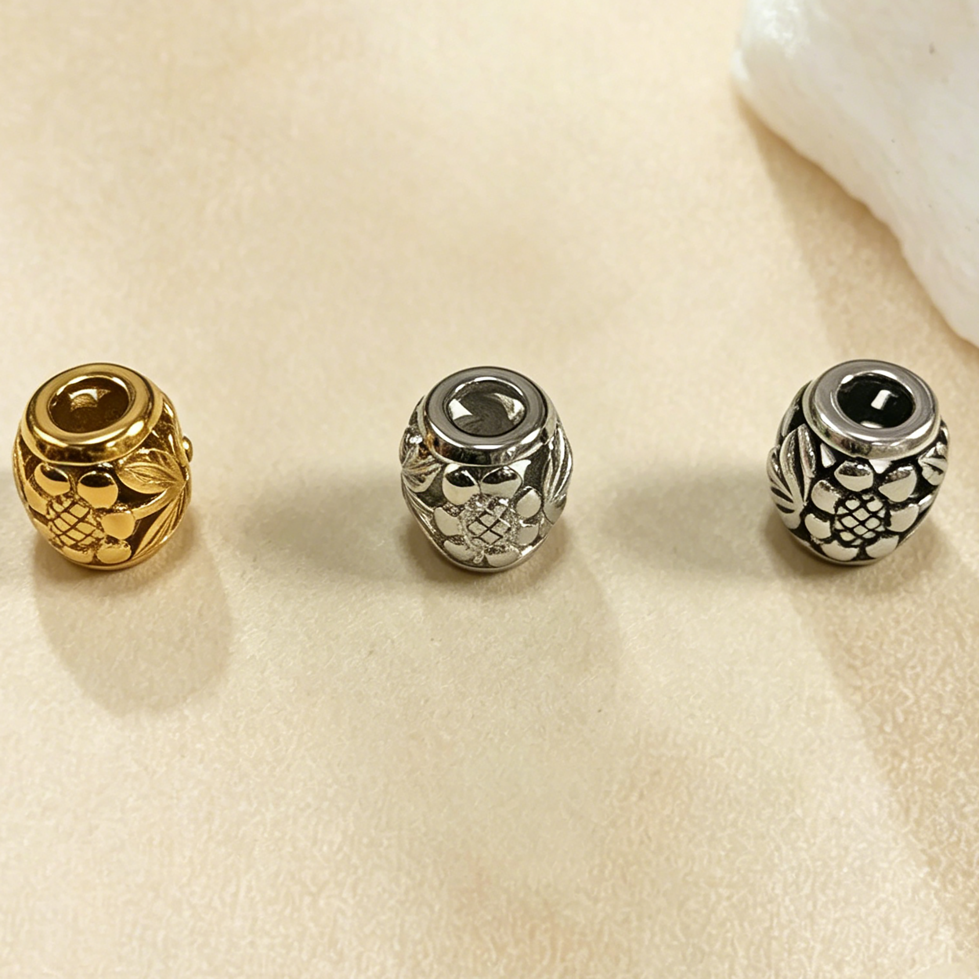 Sunflower Flower Beads, Big Hole 316L Stainless Steel Pendant Bead 4.1MM Hole, DIY Jewelry Making Supplies Necklace Bracelet 4160126