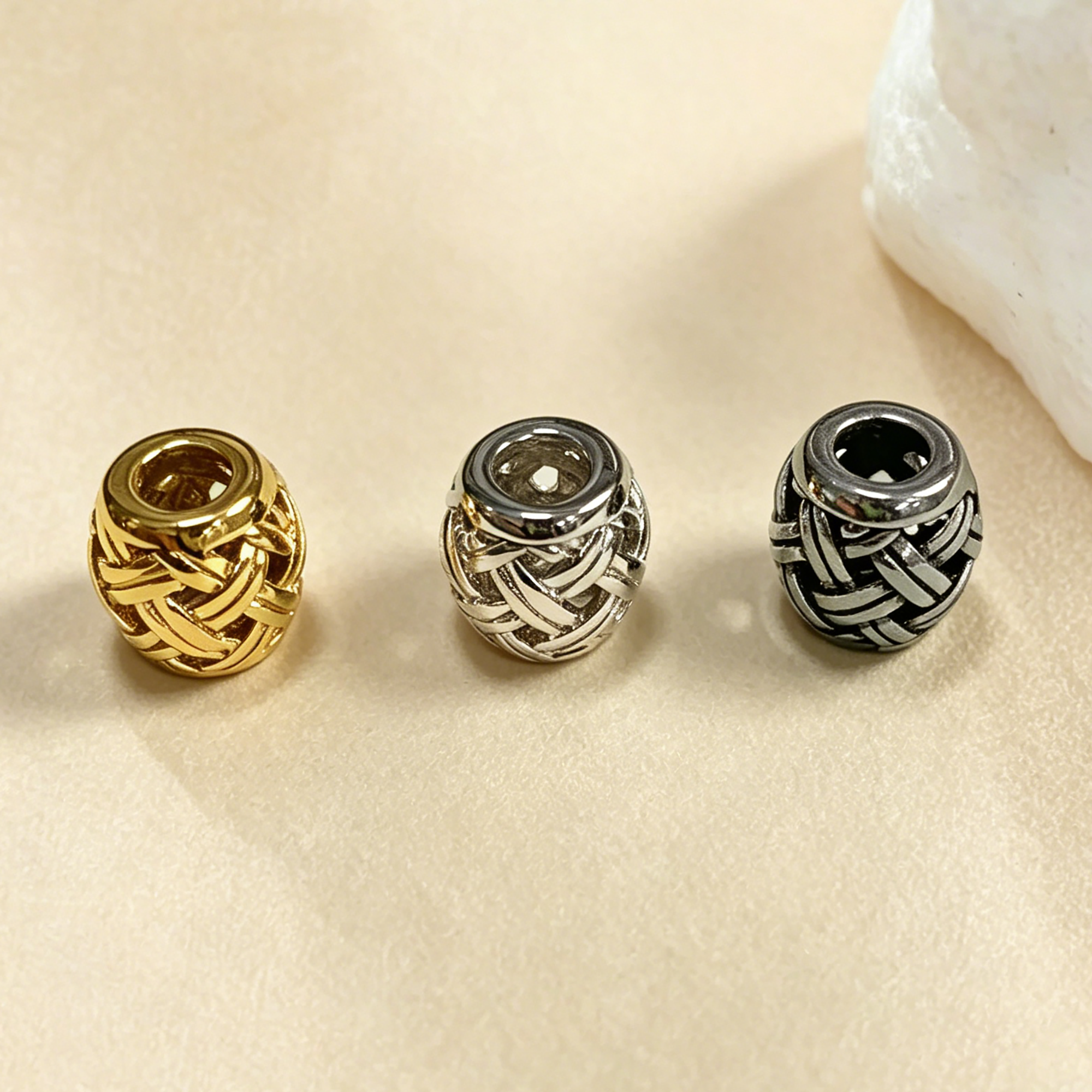 Woven Knot Beads, Big Hole 316L Stainless Steel Pendant Bead with 4.02MM Hole, DIY Jewelry Making Supplies Necklace Bracelets 4160131