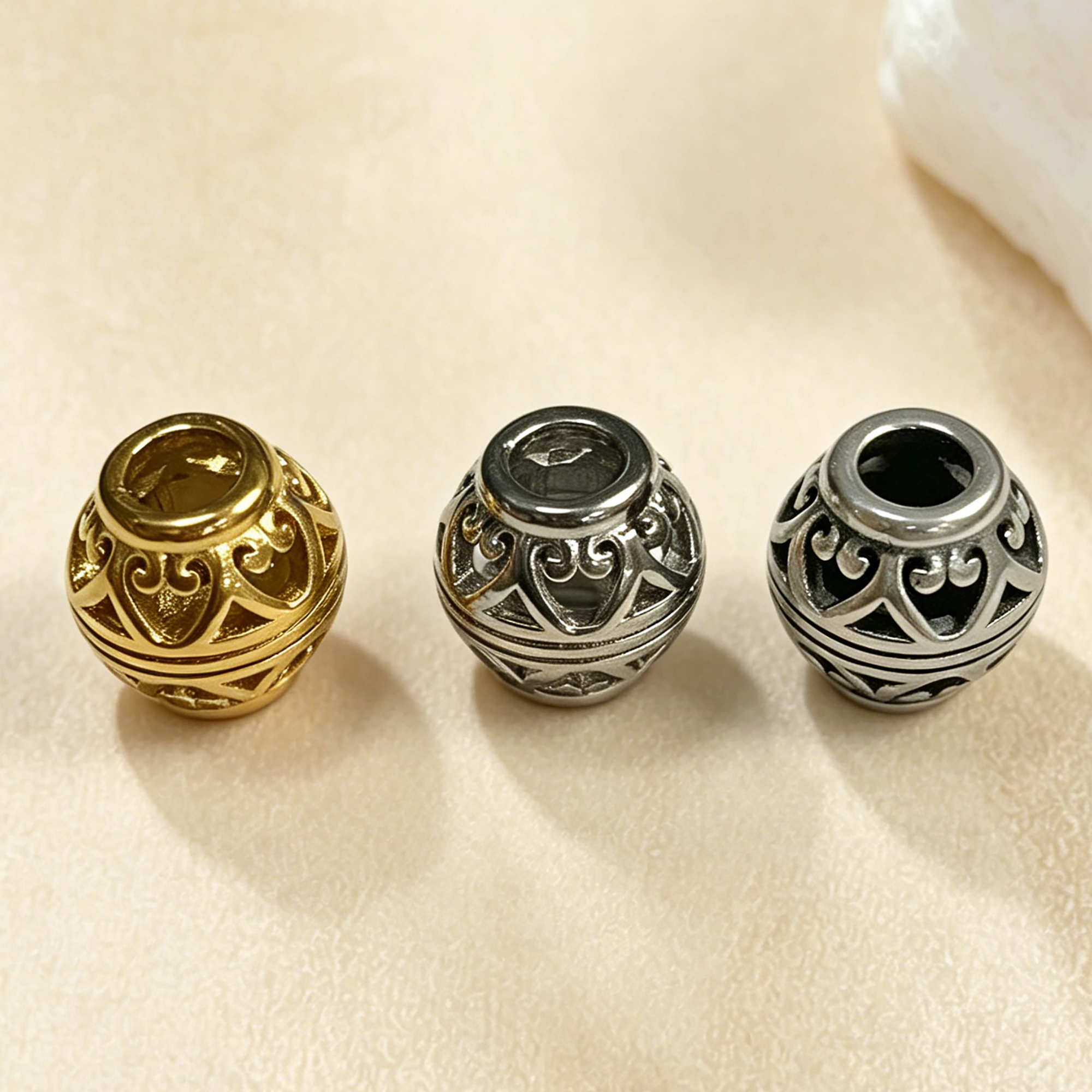 Hollow Totem Beads, Big Hole 316L Stainless Steel Pendant Bead with 4.15MM Hole, DIY Gothic Art Jewelry Making Findings Bracelet 4160143