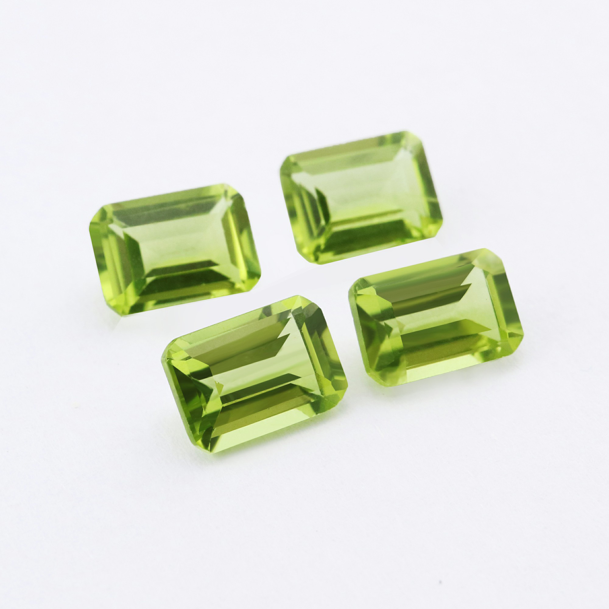 5Pcs Rectangle Emerald Cut Green Peridot August Birthstone Faceted Cut Loose Gemstone Natural Semi Precious Stone DIY Jewelry Supplies 4170012 - Click Image to Close