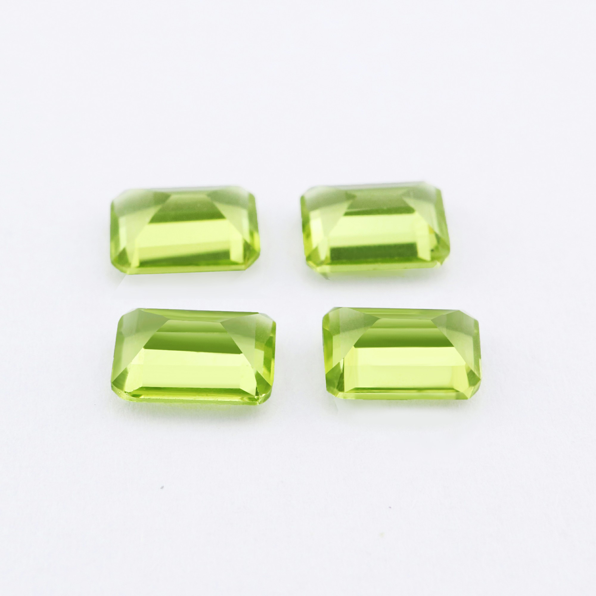 5Pcs Rectangle Emerald Cut Green Peridot August Birthstone Faceted Cut Loose Gemstone Natural Semi Precious Stone DIY Jewelry Supplies 4170012 - Click Image to Close