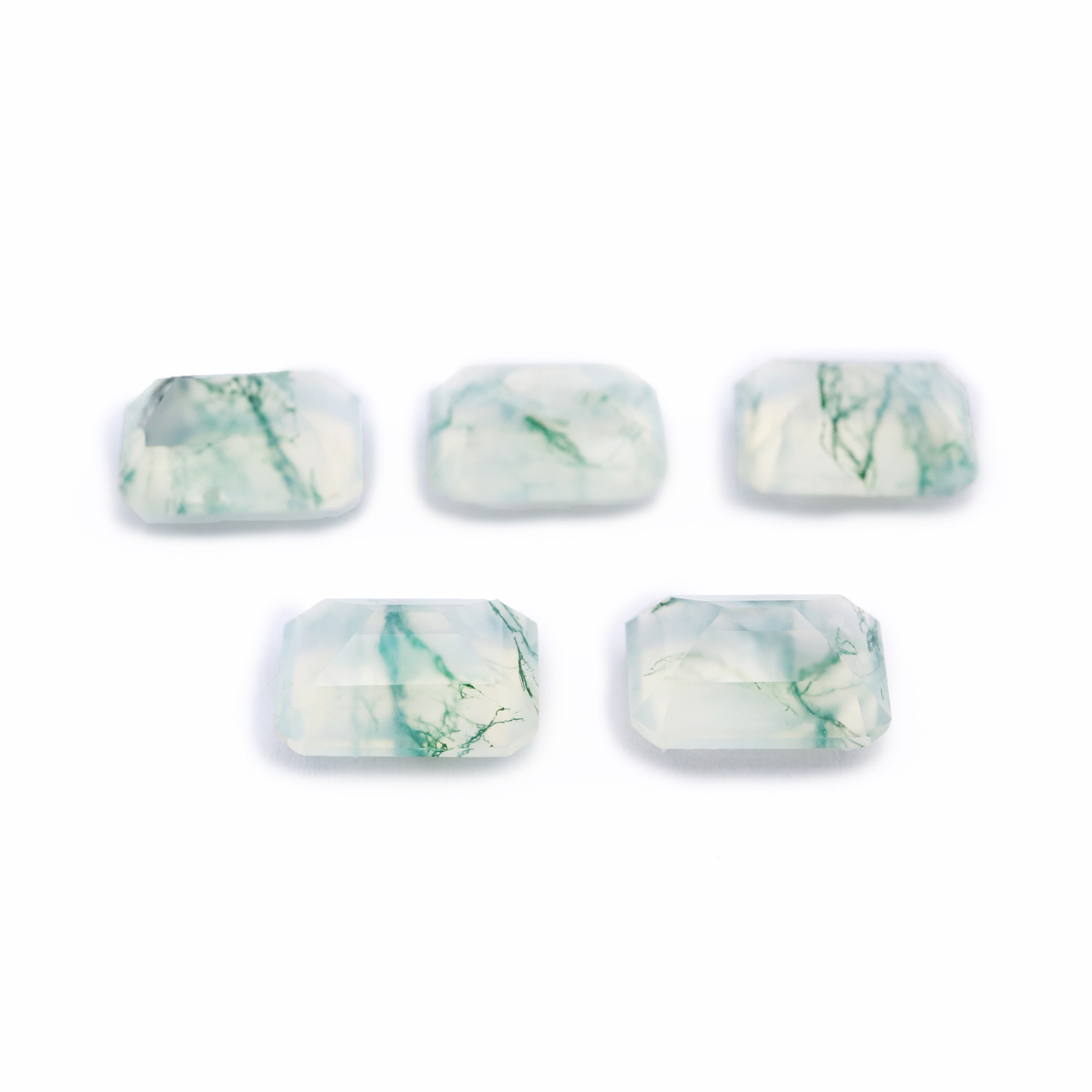 5Pcs 6x8MM Natural Rectangle Emerald Cut Moss Agate Faceted Cut Loose Gemstone Nature Semi Precious Stone DIY Jewelry Supplies 4170015 - Click Image to Close