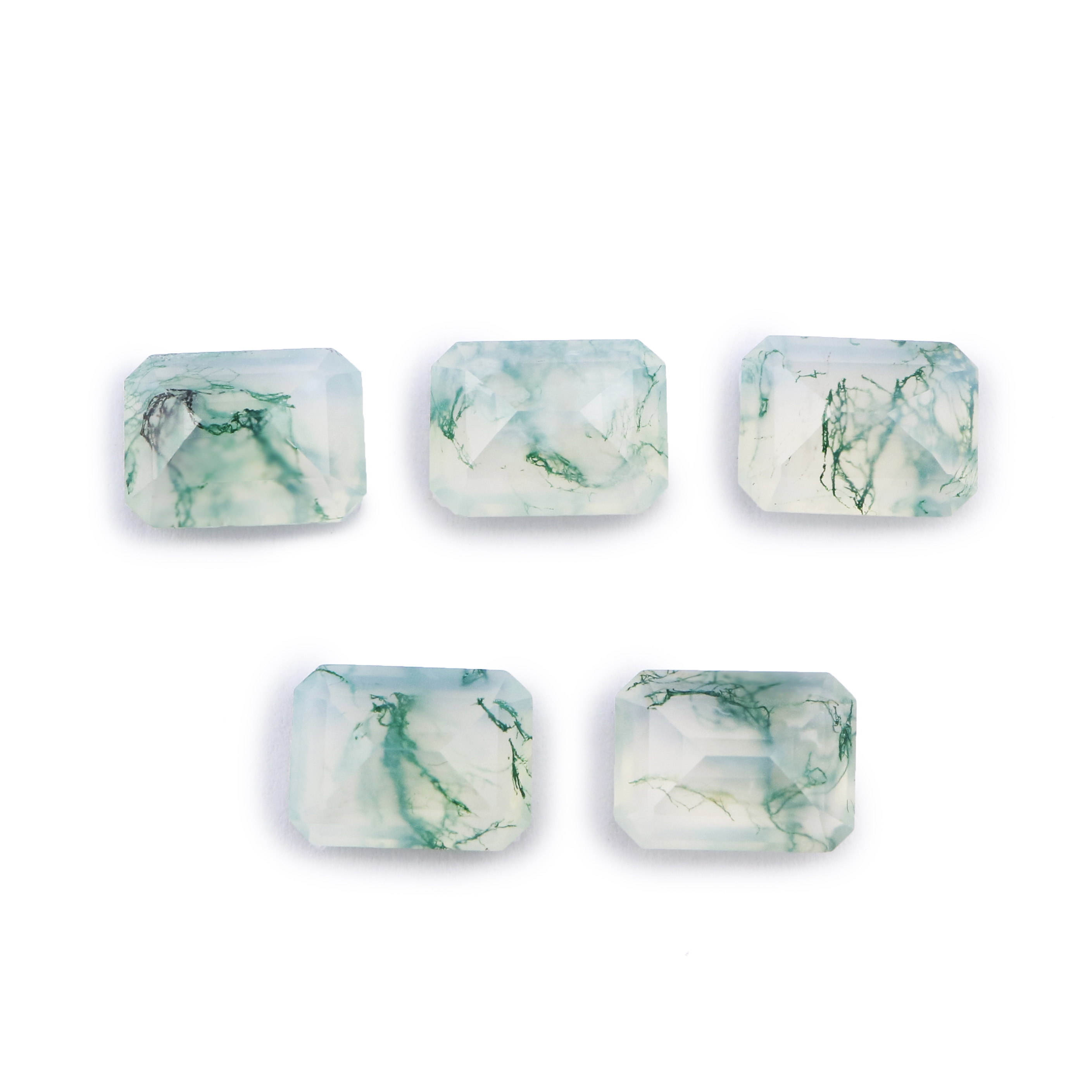 5Pcs 6x8MM Natural Rectangle Emerald Cut Moss Agate Faceted Cut Loose Gemstone Nature Semi Precious Stone DIY Jewelry Supplies 4170015 - Click Image to Close