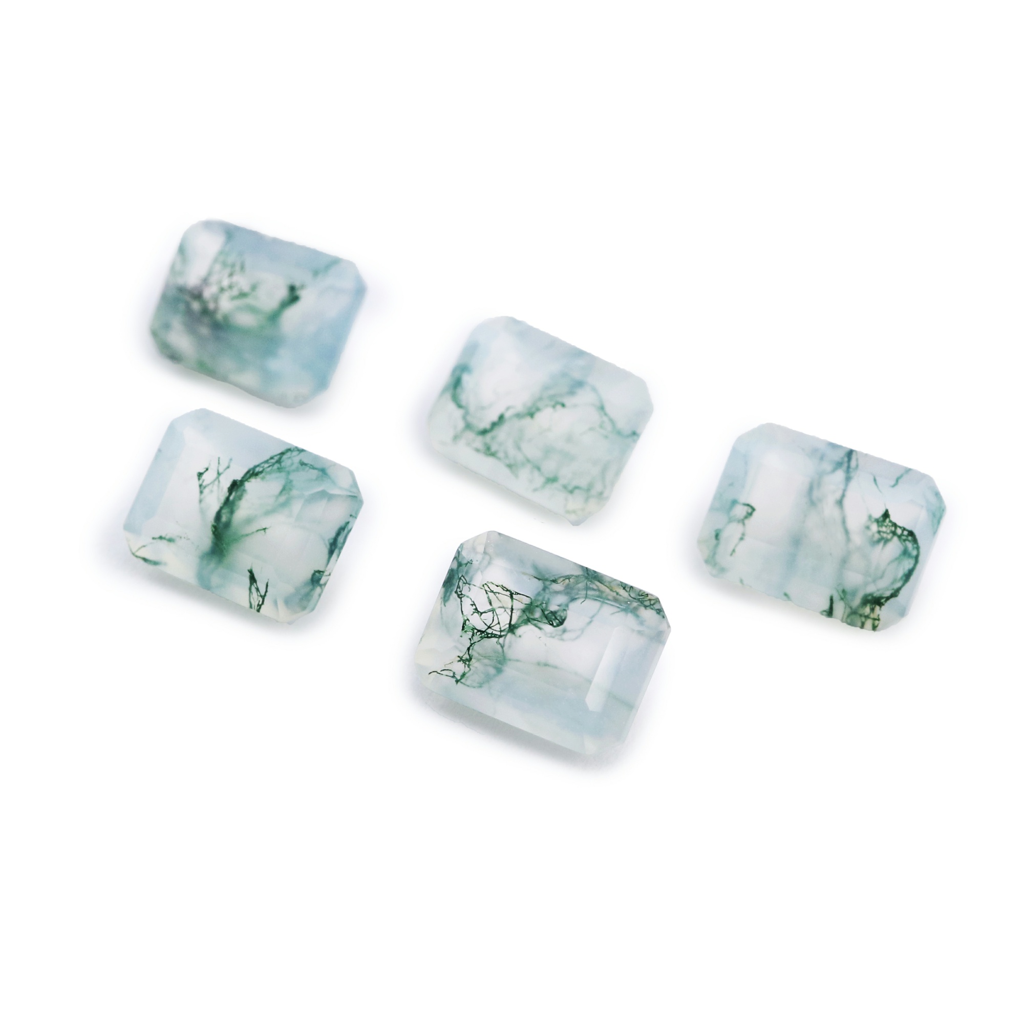 5Pcs 6x8MM Natural Rectangle Emerald Cut Moss Agate Faceted Cut Loose Gemstone Nature Semi Precious Stone DIY Jewelry Supplies 4170015 - Click Image to Close