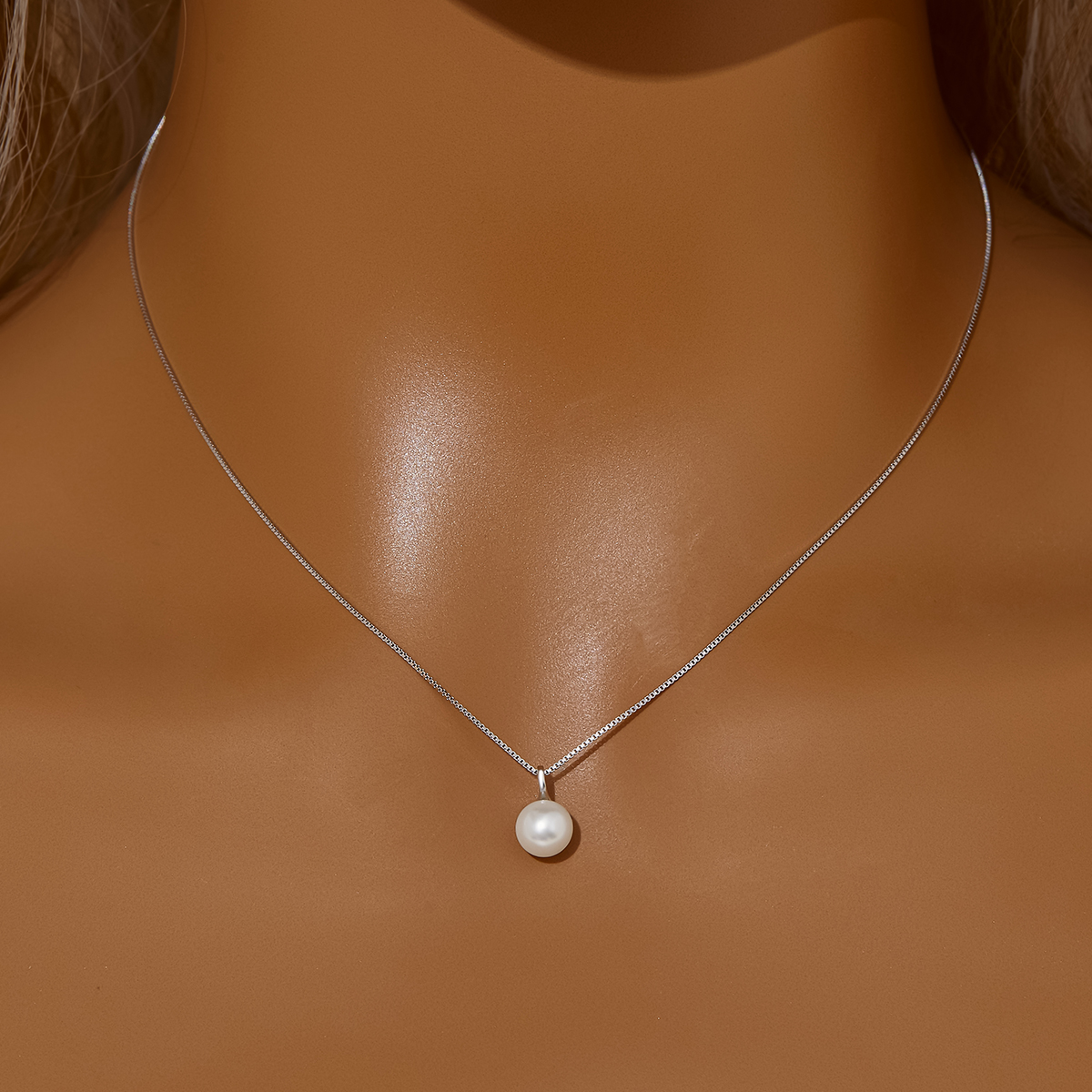 1PCS 7MM Round White Shell Pearl Beads Pendant Necklace,Solid 925 Sterling Silver Gold Plated Necklace,Minimalist Shell Pearl Necklace Chain 16''+2'' 6110140 - Click Image to Close