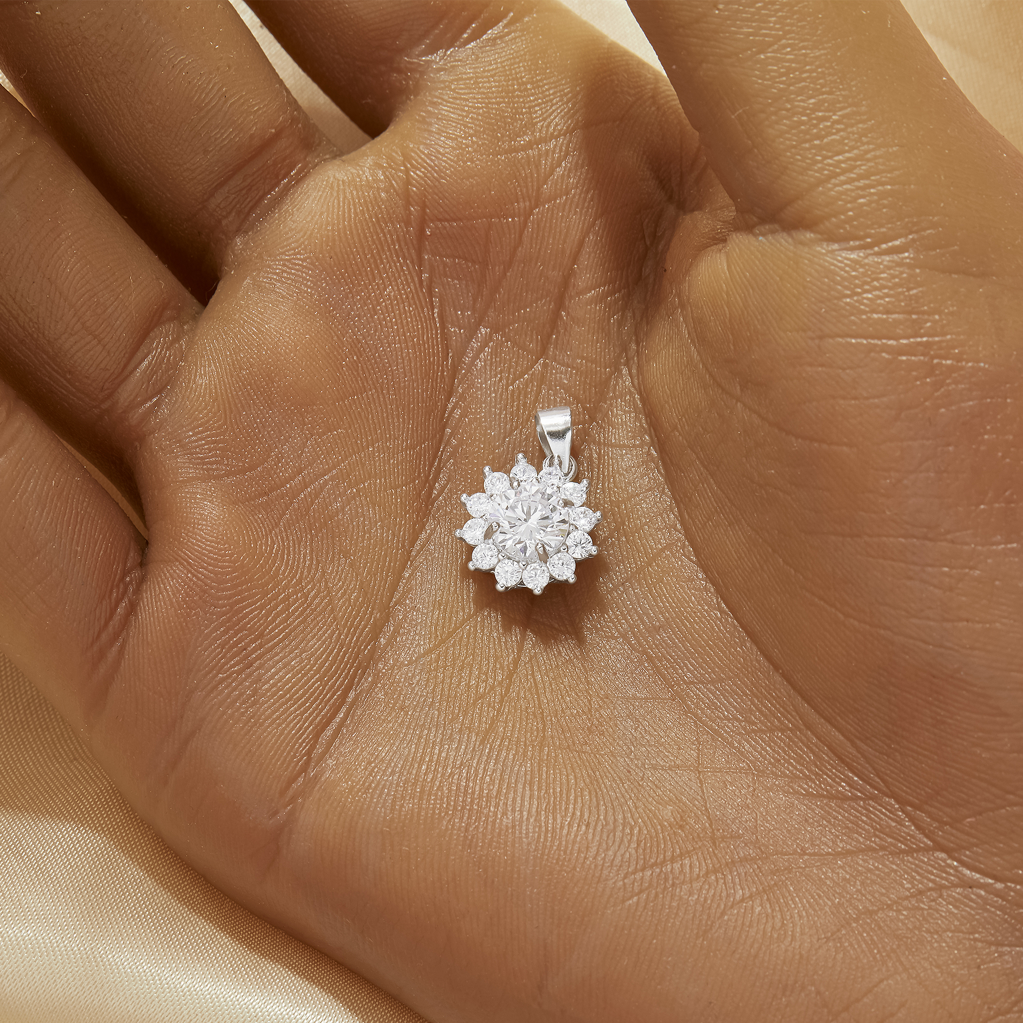 Luxury Round Simulated Diamond Pendant With 6MM Round White Cubic Zirconia,Solid 925 Sterling Silver Pendant Charm,Vintage Styles CZ Stone Pendant 6110176 - Click Image to Close