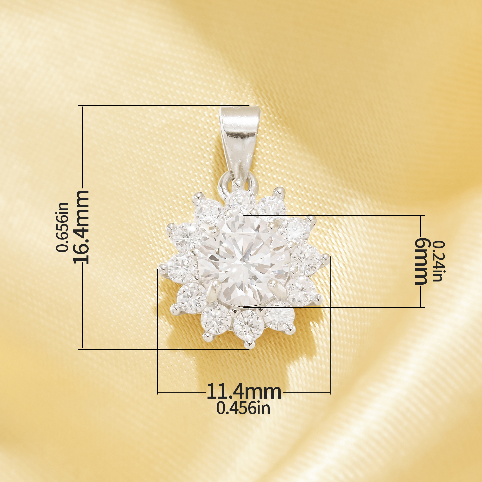 Luxury Round Simulated Diamond Pendant With 6MM Round White Cubic Zirconia,Solid 925 Sterling Silver Pendant Charm,Vintage Styles CZ Stone Pendant 6110176 - Click Image to Close