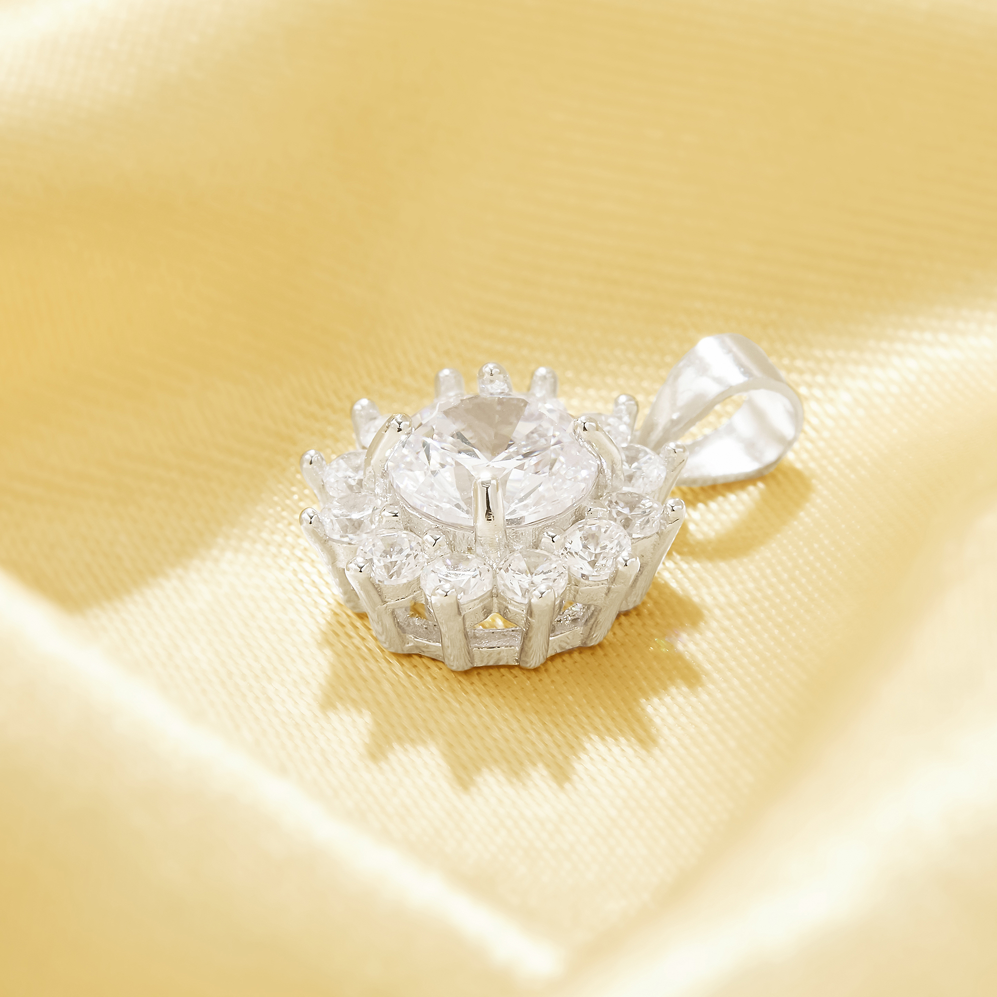 Luxury Round Simulated Diamond Pendant With 6MM Round White Cubic Zirconia,Solid 925 Sterling Silver Pendant Charm,Vintage Styles CZ Stone Pendant 6110176 - Click Image to Close