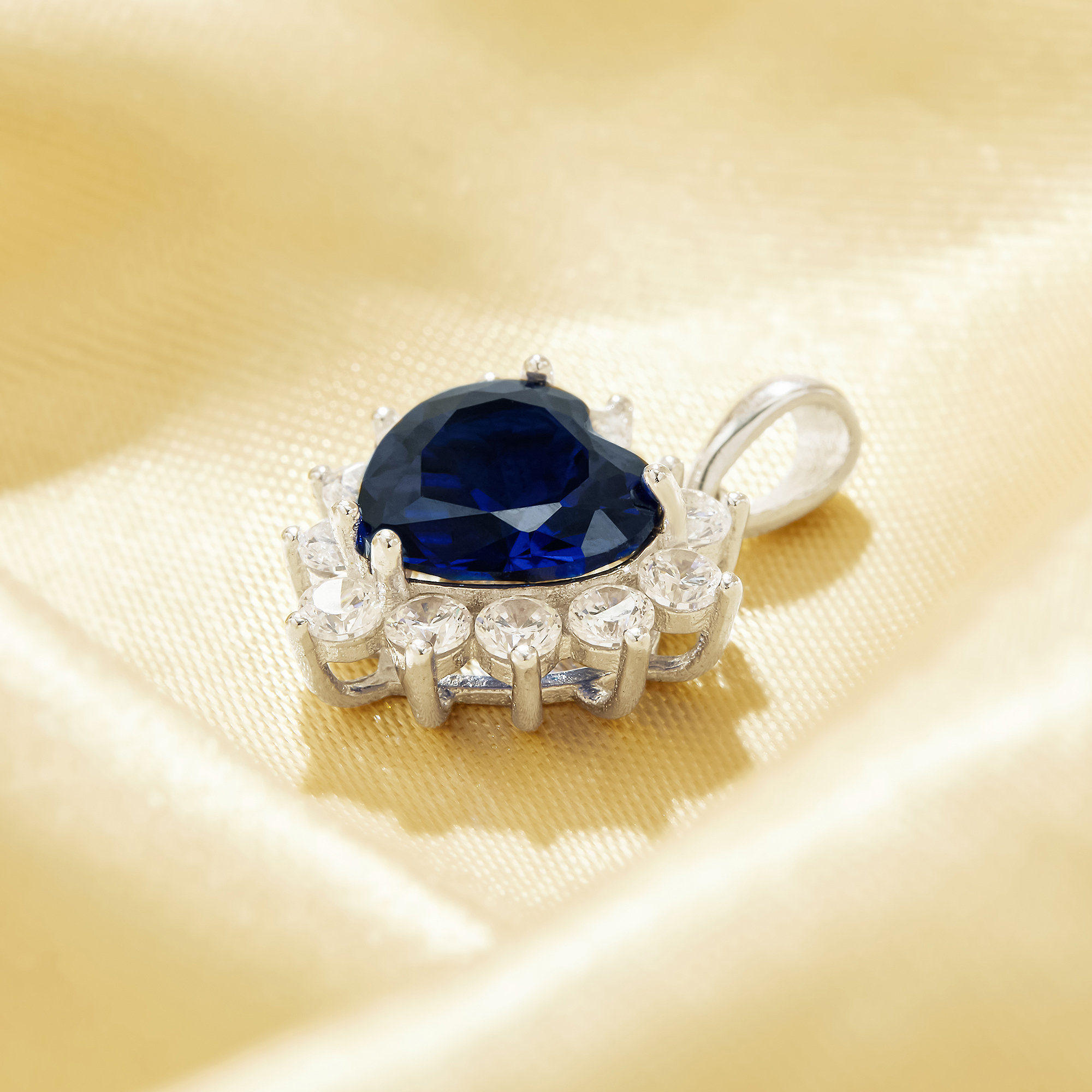 Luxury Heart Pendant With 8MM Heart Simulated Sapphire,Solid 925 Sterling Silver Pendant Charm,September Birthstone Heart Pendant 6170063 - Click Image to Close