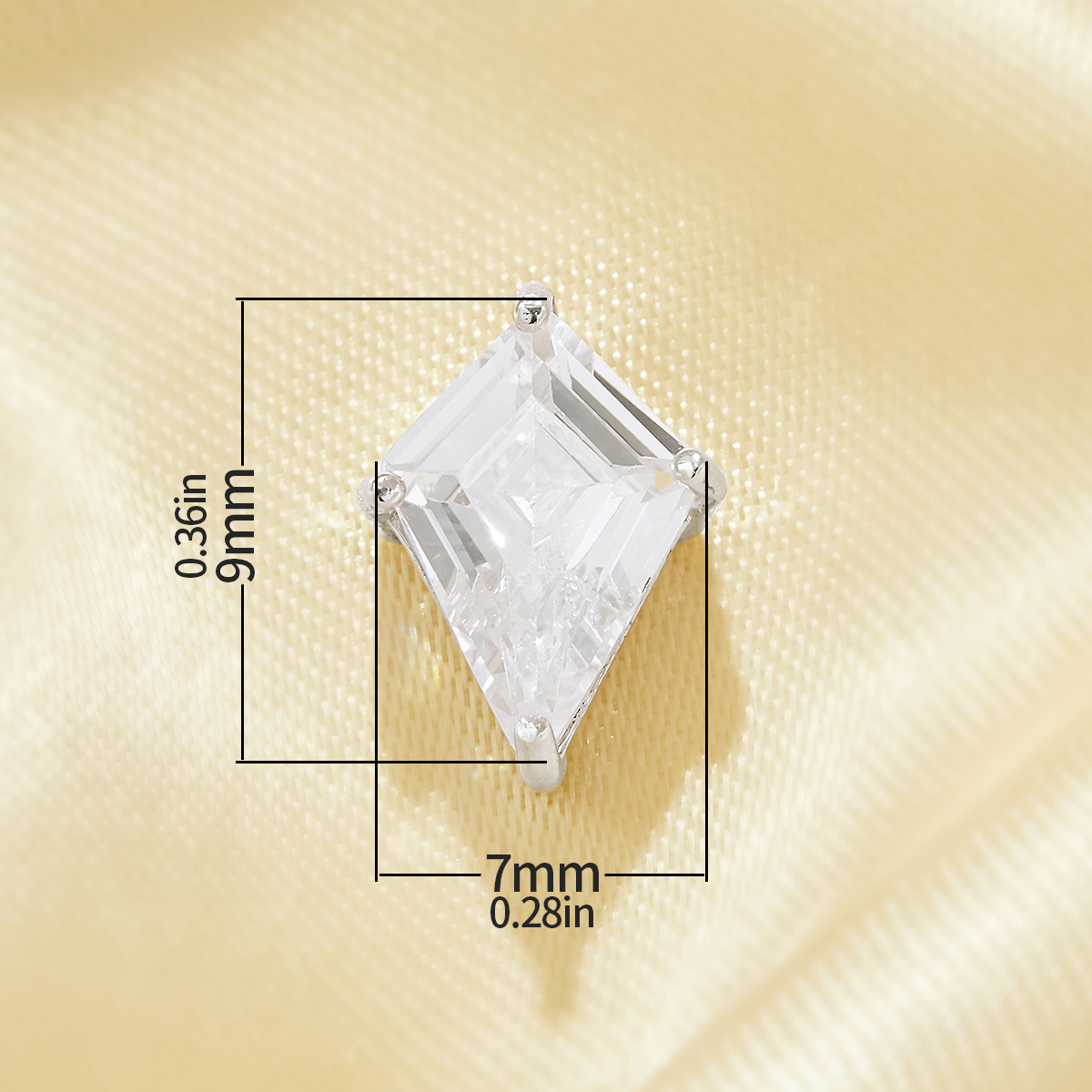 Minimalist Kite Cut Pendant With 7x9MM Kite Cut White Cubic Zirconia,Solid 925 Sterling Silver Pendant Charm,Simple Pendant 6190107 - Click Image to Close