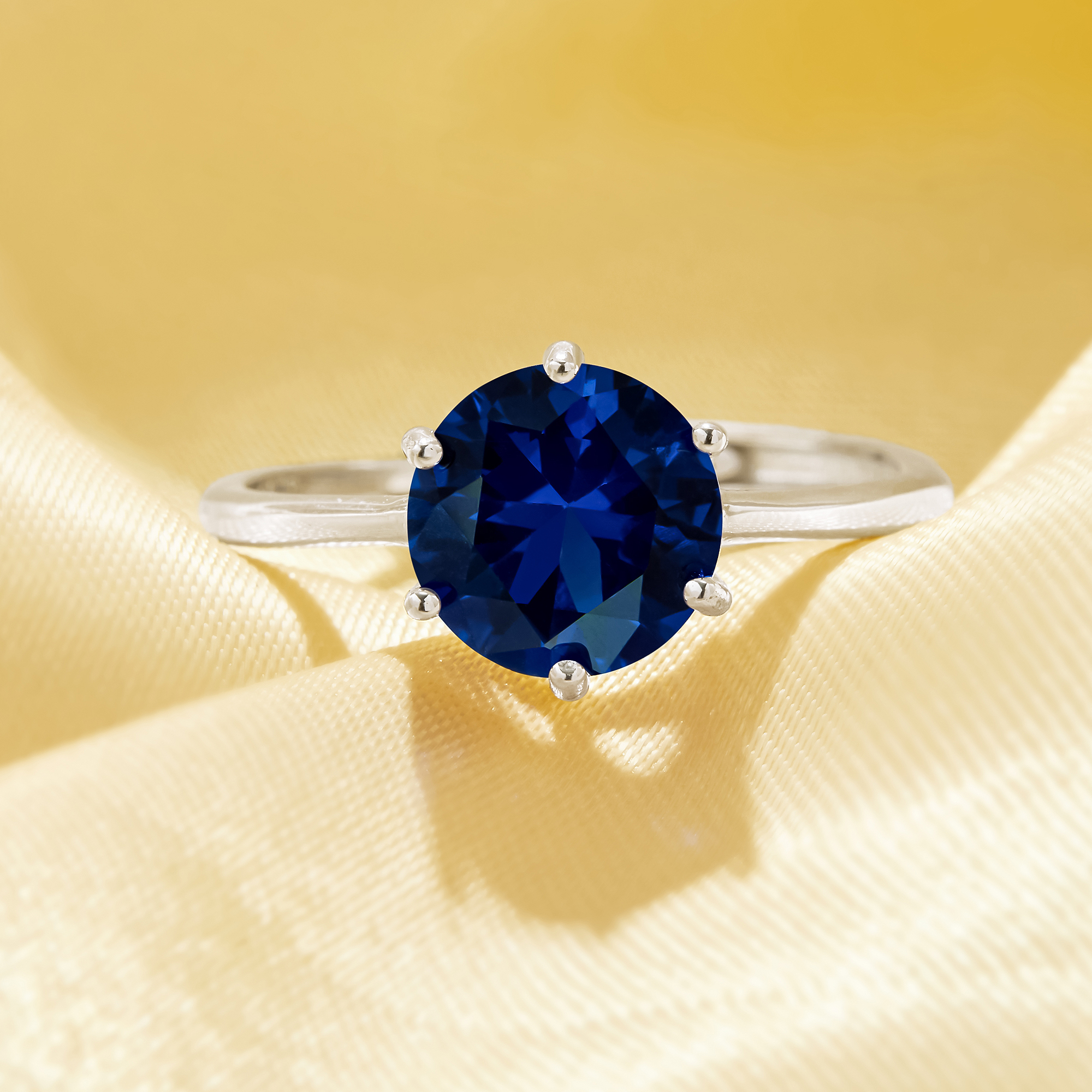 Minimalist Solitaire Round Ring With 8MM Round Simulated Sapphire,Solid 925 Sterling Silver Ring,Simple Round Ring 6210342 - Click Image to Close