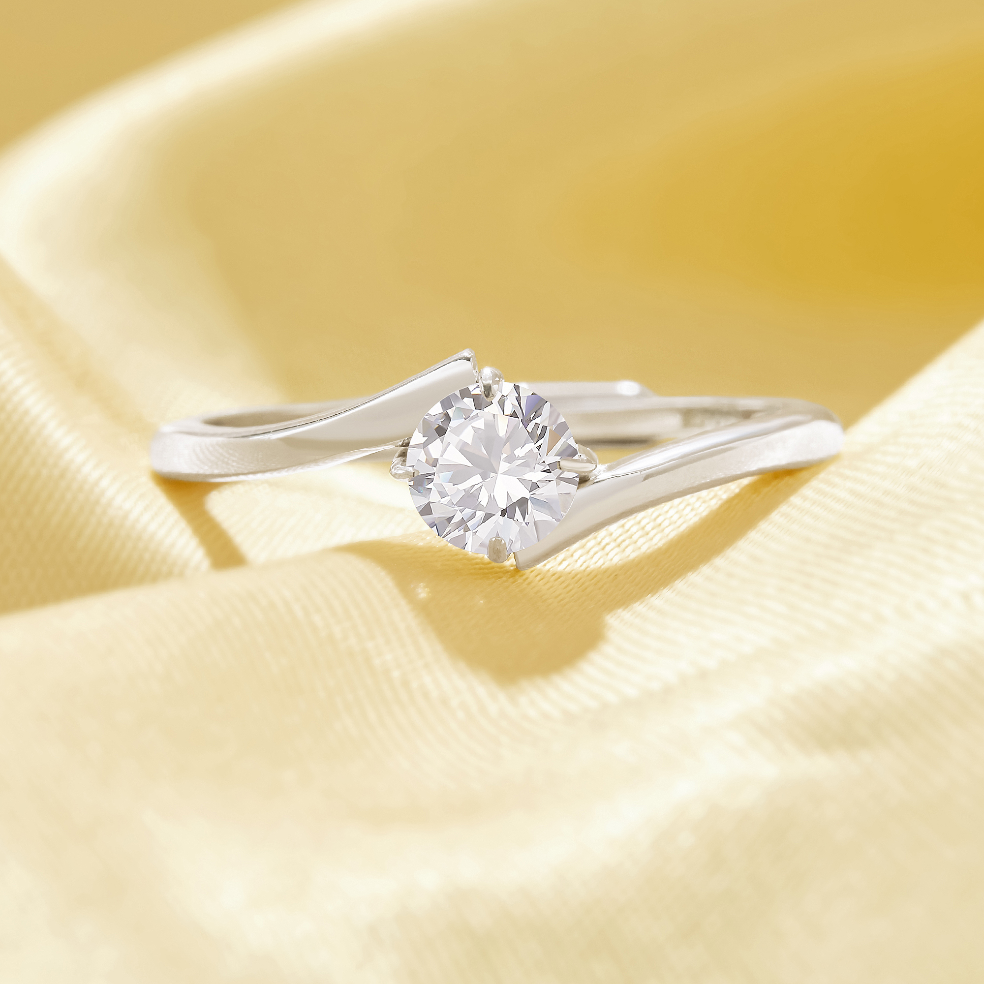 Round Simulated Diamond Ring With 5MM Round White Cubic Zirconia,Bypass Shank Solid 925 Sterling Silver Adjustable Ring 6210346 - Click Image to Close