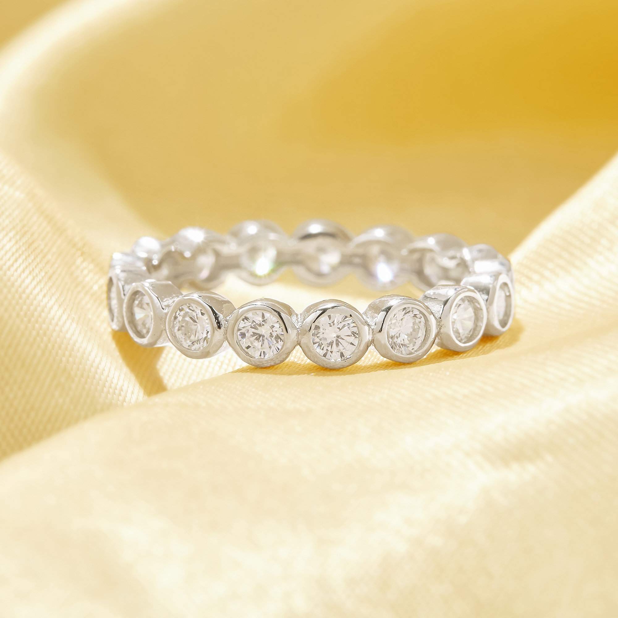 Full Band Eternity Round Ring With Round White Cubic Zirconia,Solid 925 Sterling Silver Ring,Stackable CZ Stone Ring 6210349