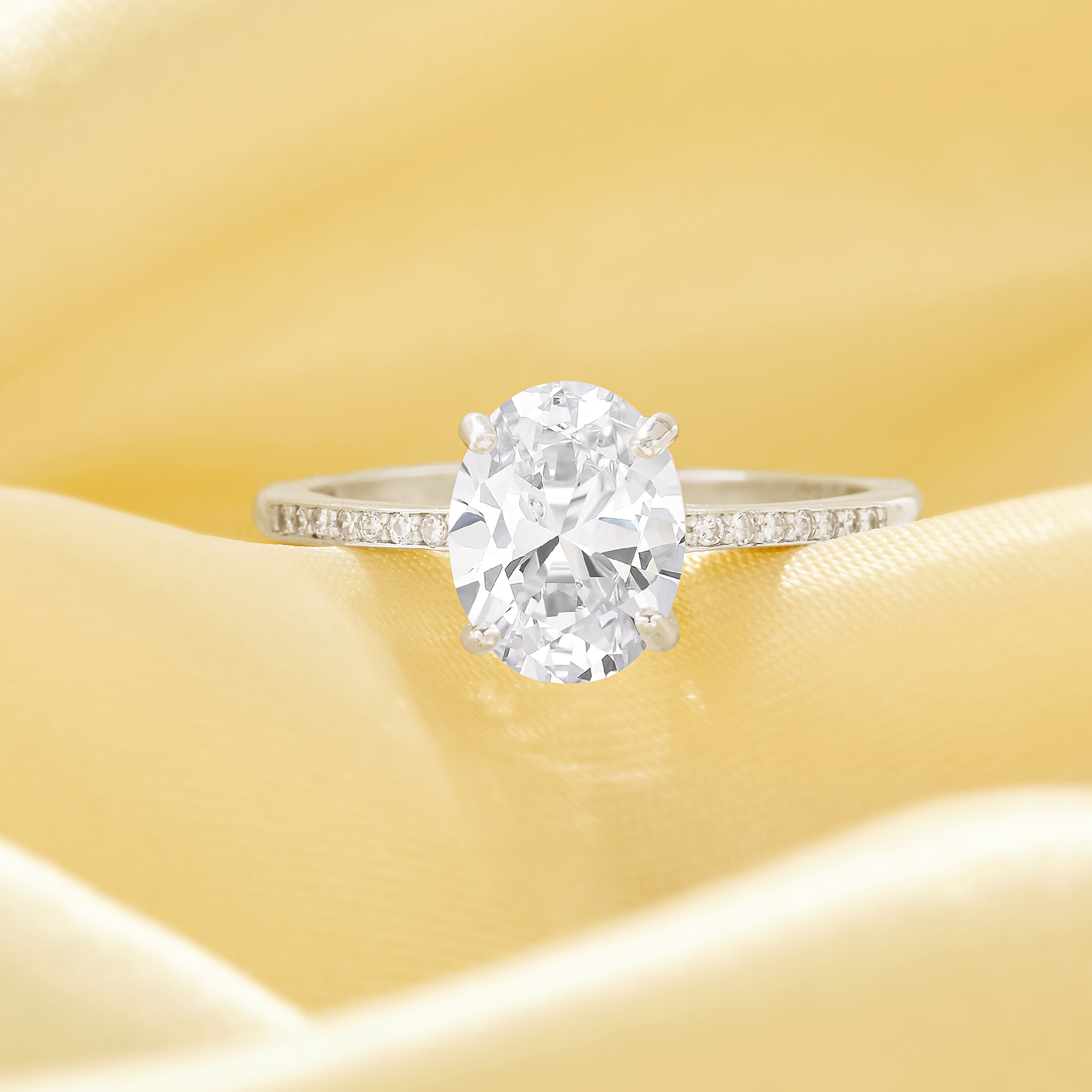 Minimalist Oval Simulated Diamond Ring With 7x9MM Oval White Cubic Zirconia,Solid 925 Sterling Silver Ring,Pave CZ Stone Oval Ring 6220332 - Click Image to Close