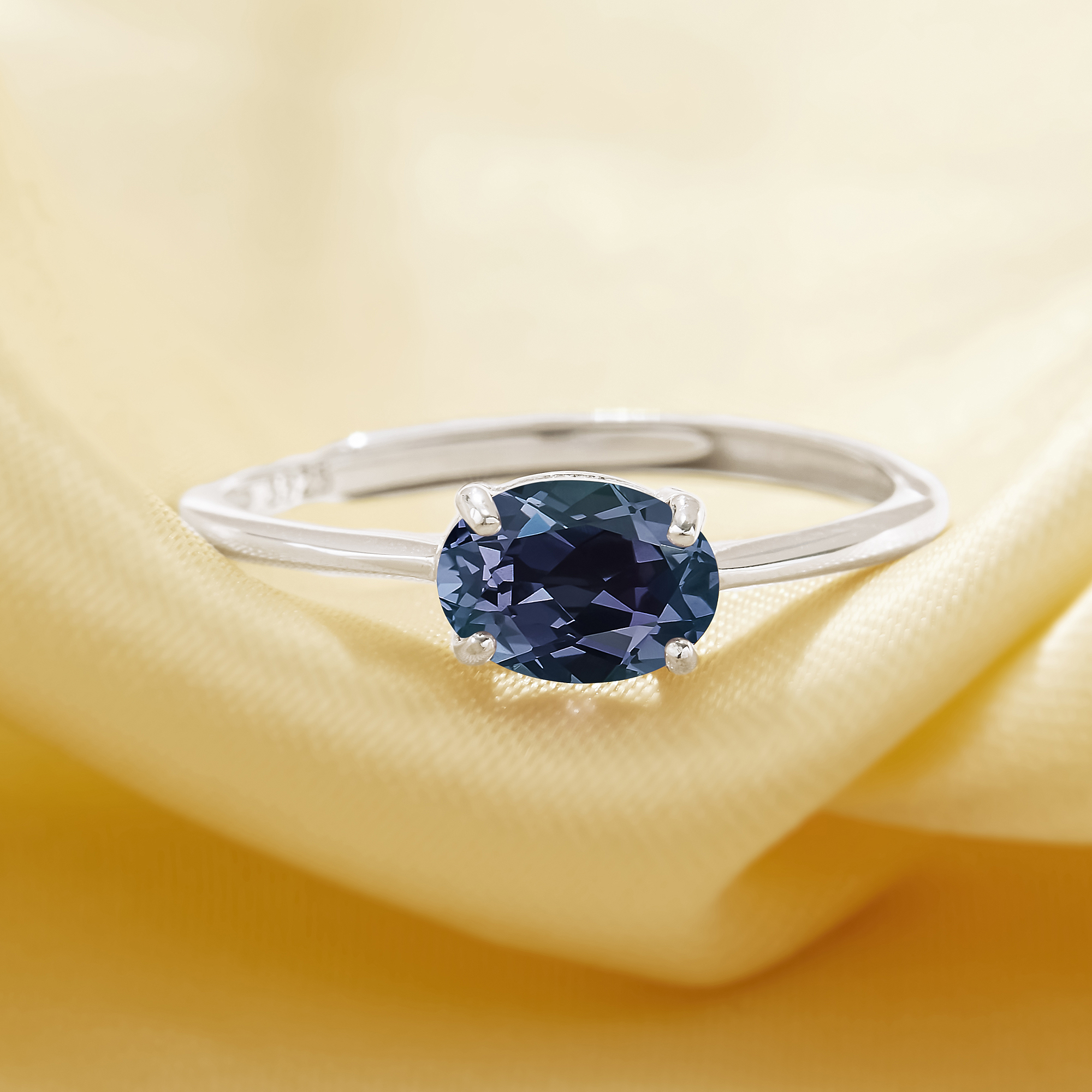 5x7MM Oval Color Change Simulated Alexandrite Ring,Solid 925 Sterling Silver Ring,June Birthstone Adjustable Ring 6220338 - Click Image to Close