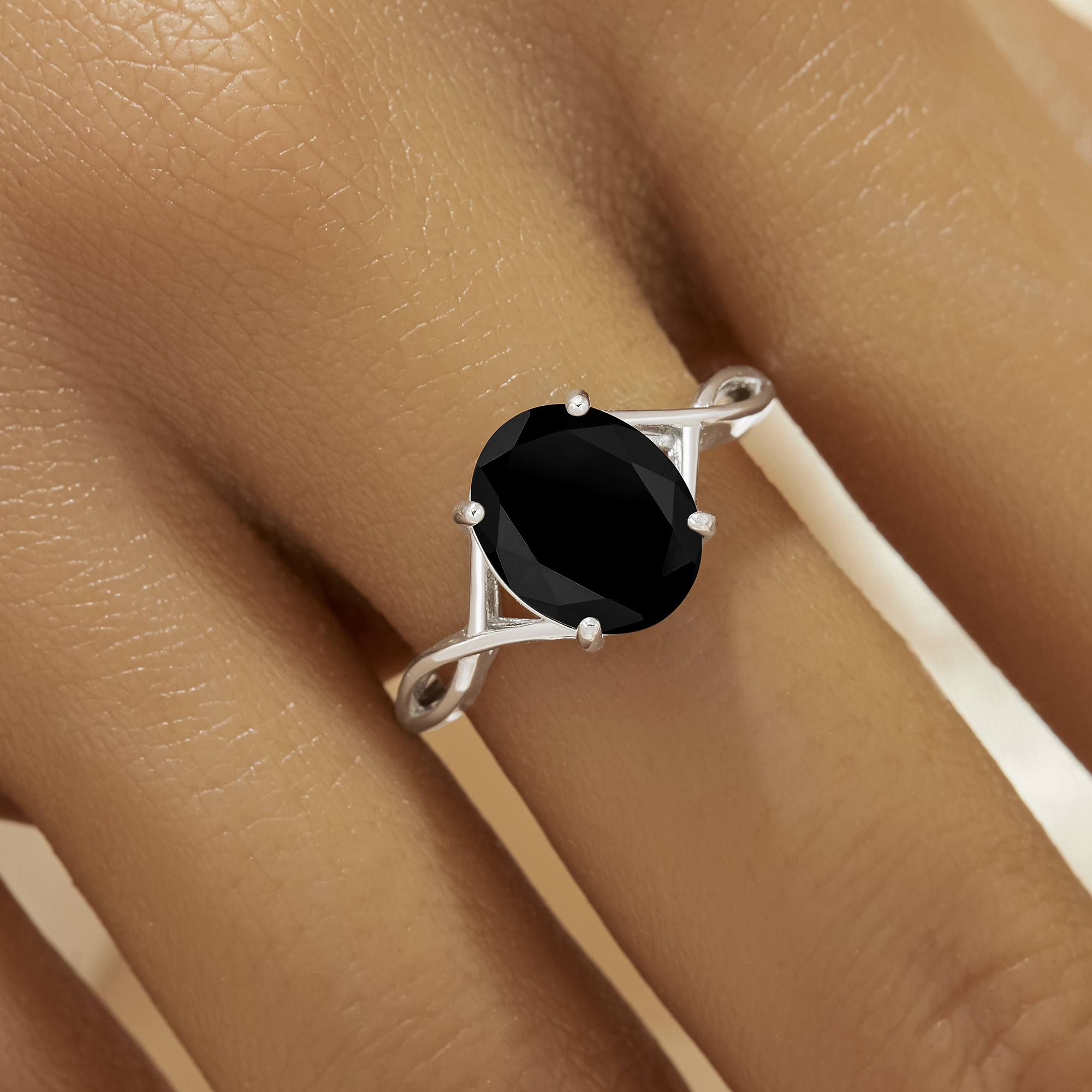 8x10MM Oval Black CZ Stone Infinity Split Shank Oval Ring,Solid 925 Sterling Silver Ring,Simple Oval Adjustable Ring 6220339 - Click Image to Close