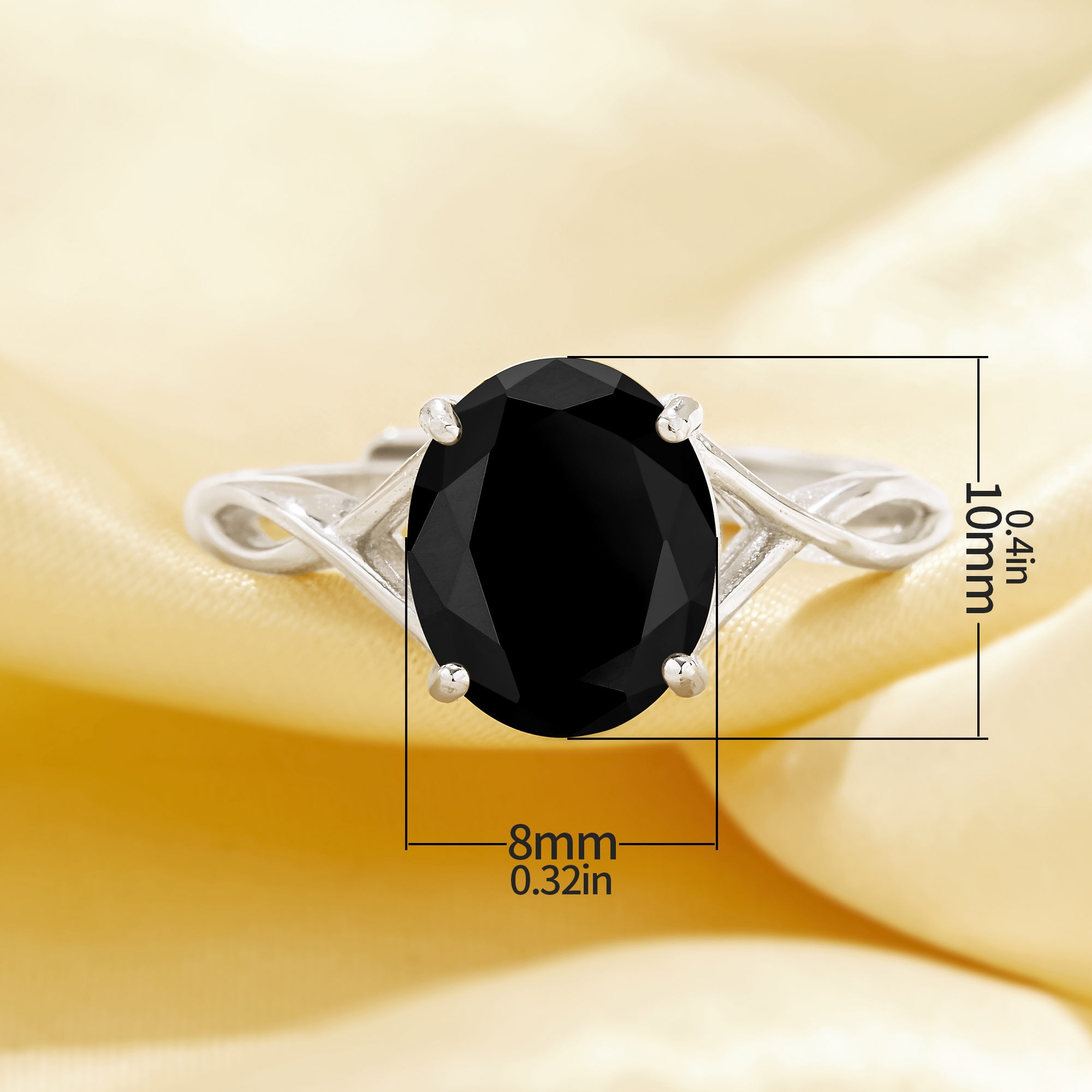 8x10MM Oval Black CZ Stone Infinity Split Shank Oval Ring,Solid 925 Sterling Silver Ring,Simple Oval Adjustable Ring 6220339 - Click Image to Close