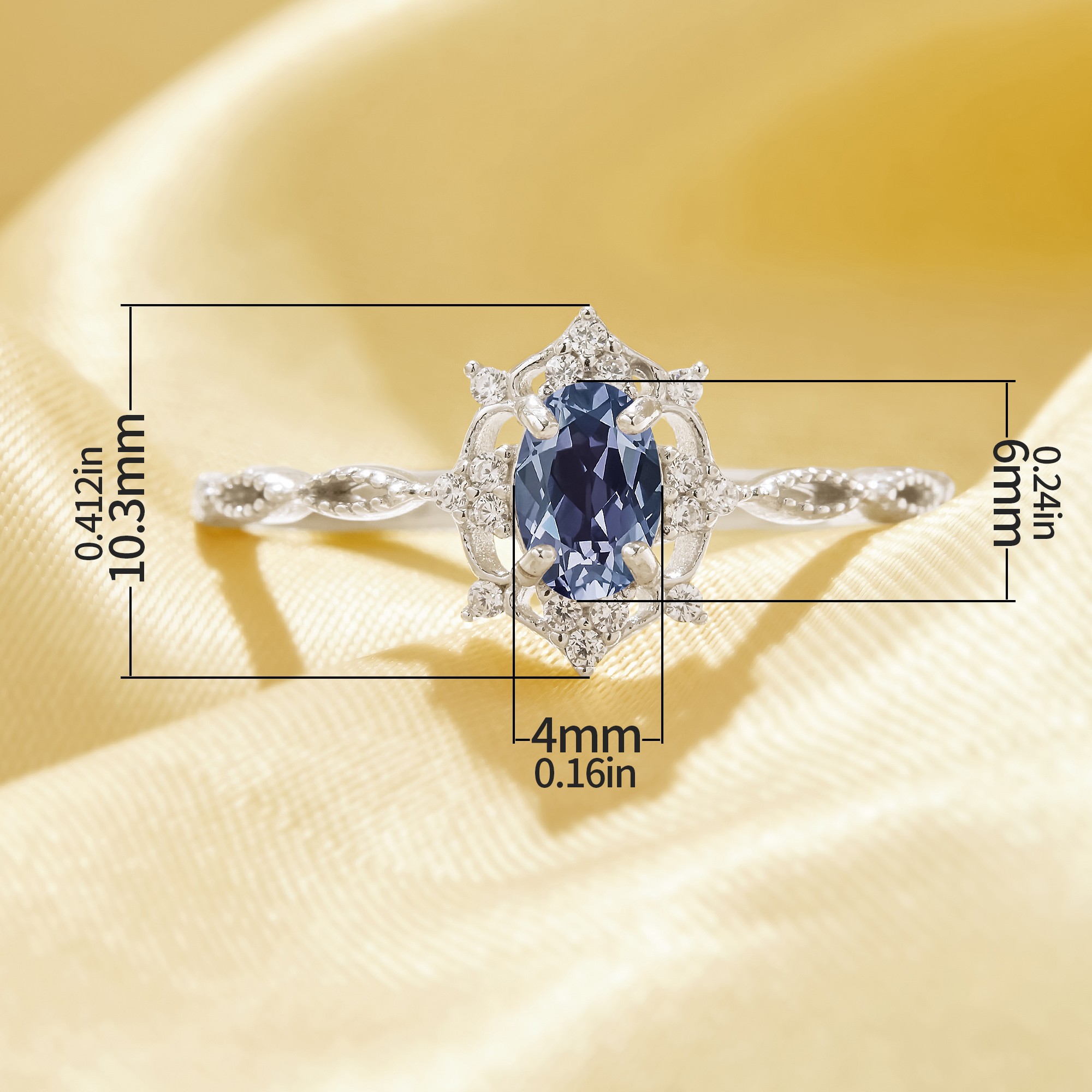 4x6MM Oval Color Change Simulated Alexandrite Dainty Ring,June Birthstone Solid 925 Sterling Silver Ring,Pave CZ Stone Ring 6220348 - Click Image to Close