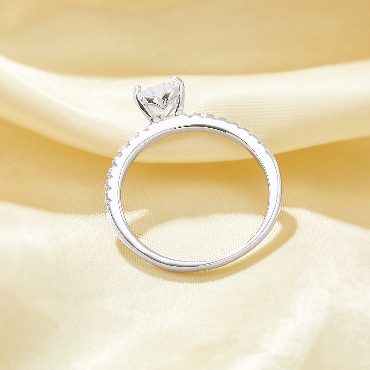 Dainty Heart Simulated Diamond Ring With 6MM Heart White Cubic Zirconia,Solid 925 Sterling Silver Ring,Dainty Pave CZ Stone Heart Ring 6270045 - Click Image to Close