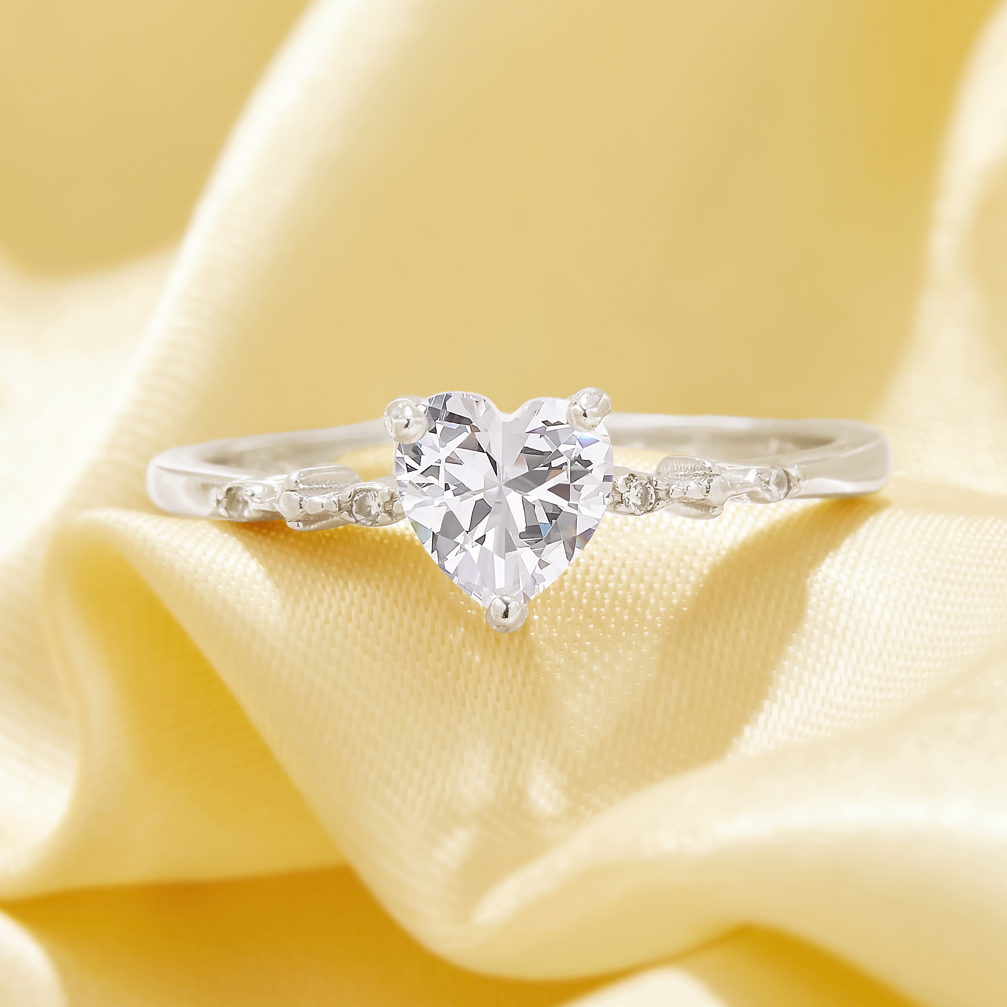 Dainty Heart Simulated Diamond Ring With 6MM Heart White Cubic Zirconia,Solid 925 Sterling Silver Ring,Art Deco Heart Ring 6270064 - Click Image to Close
