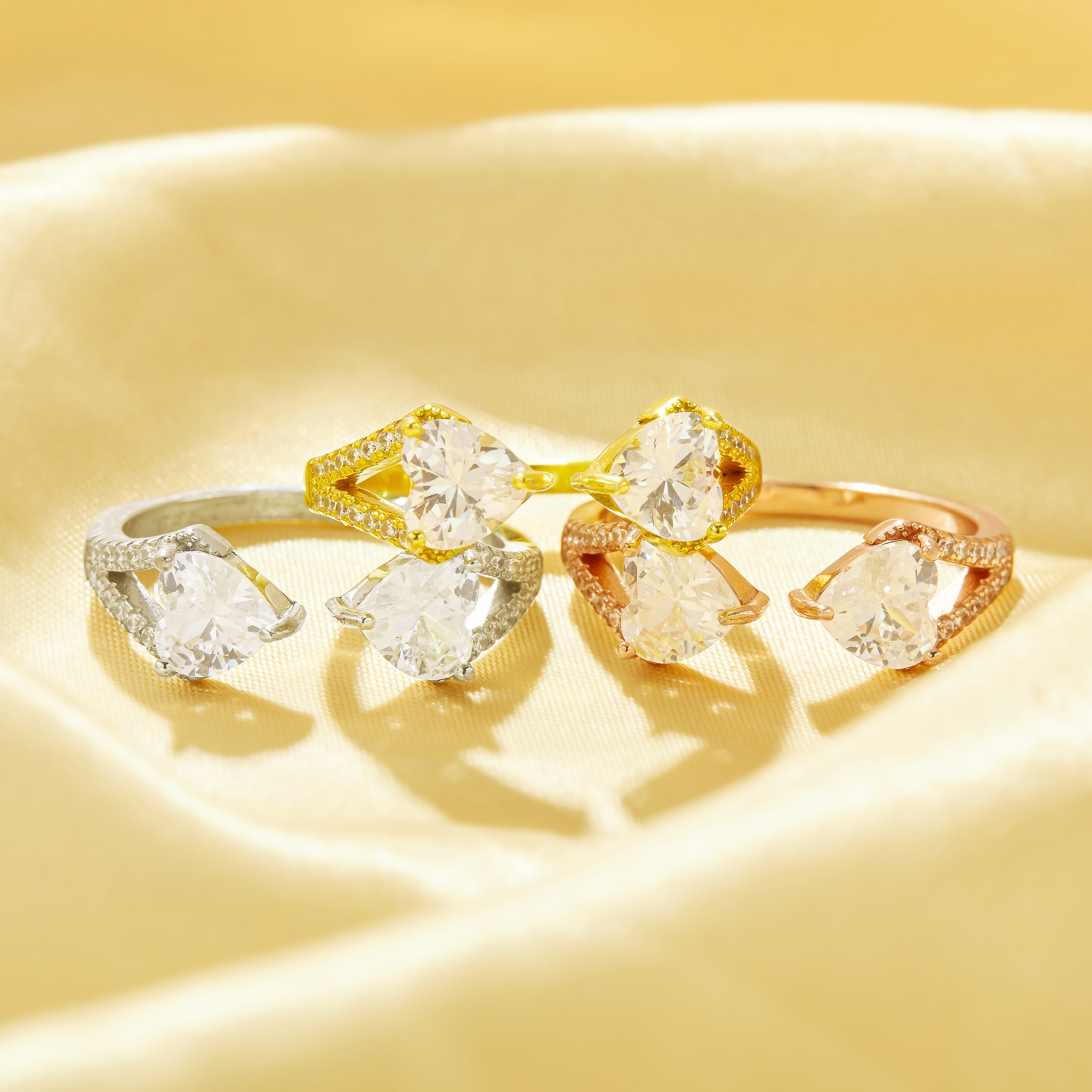 Double Heart Simulated Diamond Ring With 6MM Heart White Cubic Zirconia,Solid 925 Sterling Silver Ring,Adjustable Heart Ring 6270066 - Click Image to Close