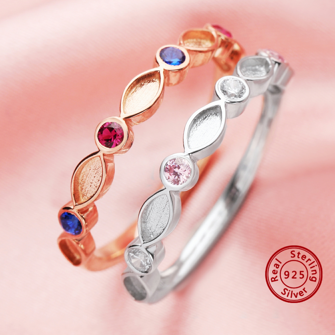 Half Band Color Stone Keepsake Breast Milk Resin Ring Settings,Stackable Solid 925 Sterling Silver 2x4MM Marquise Bezel Ring,Eternity Birthstone Ring 6290380 - Click Image to Close