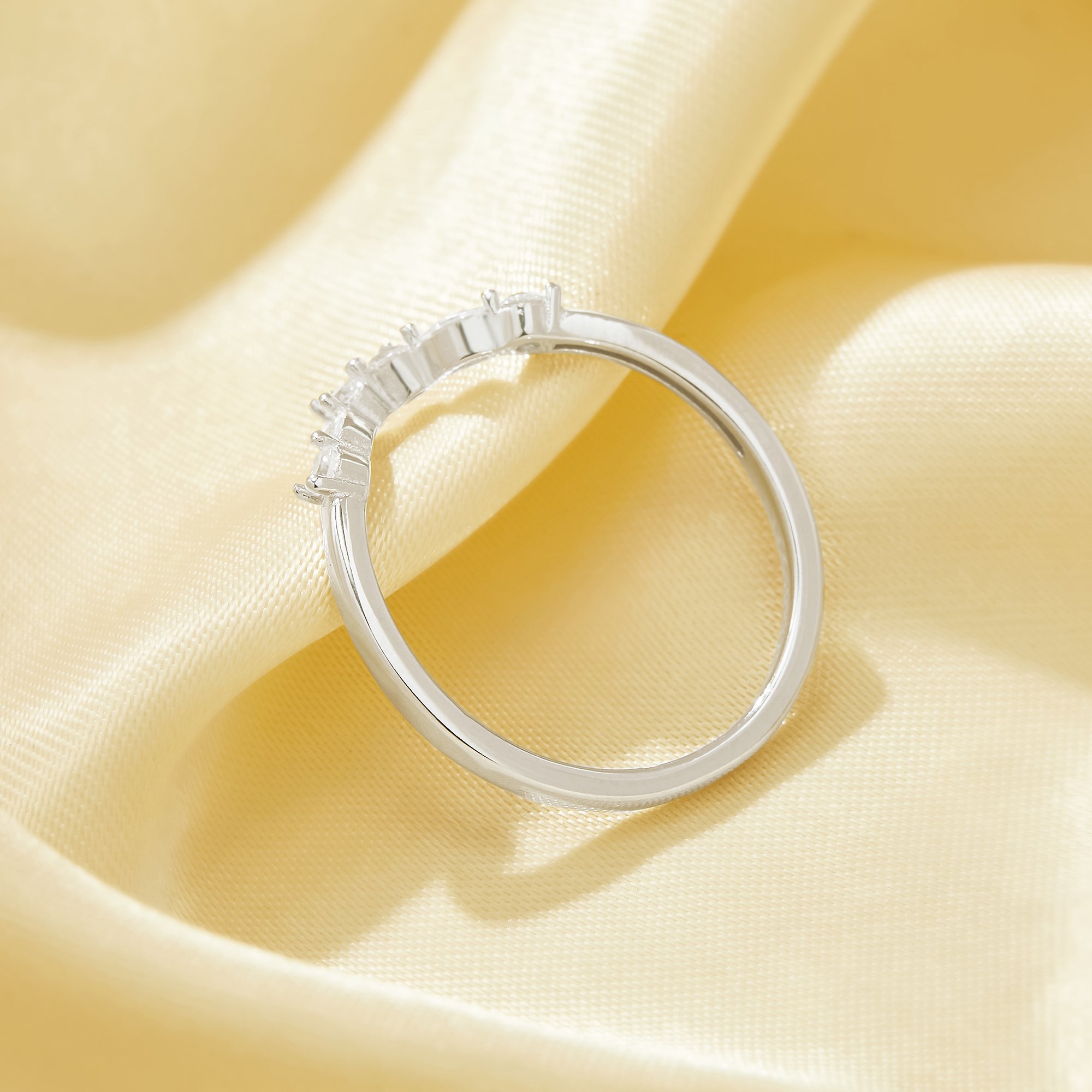 US Size 6.75 Curved CZ Stone Stackable Ring,Solid 925 Sterling Silver Ring,Pave CZ Stone Curved Stacker Ring,Eternity Art Deco Ring,DIY Ring Supplies 6290612 - Click Image to Close