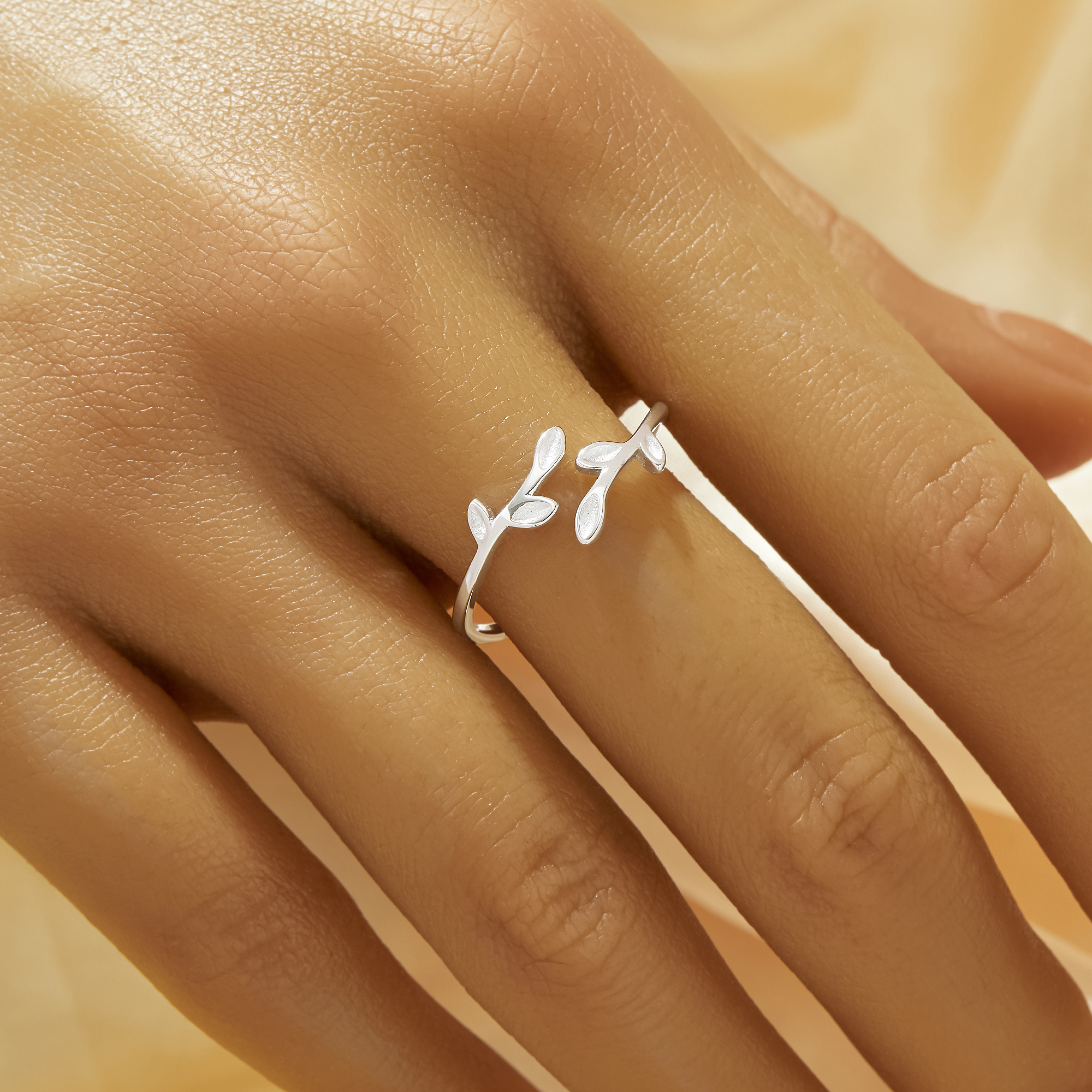 Simple Tree Branch Ring,Leaf Solid 925 Sterling Silver Ring,Stackable Ring,Adjustable Ring 6290633 - Click Image to Close