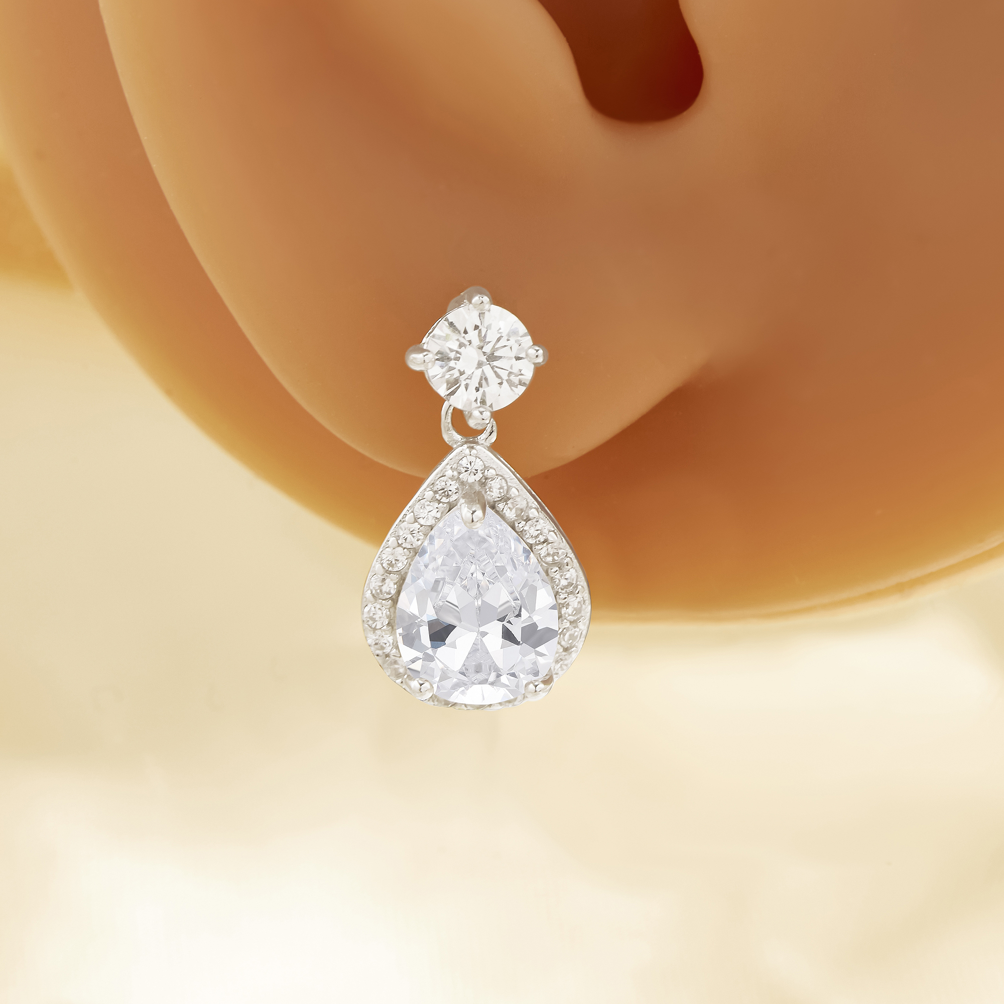 Vintage Styles Halo Pear Simulated Diamond Studs Earrings 6x8MM Pear White Cubic Zirconia,Solid 925 Sterling Silver Earrings,Dainty Earrings 6330018 - Click Image to Close