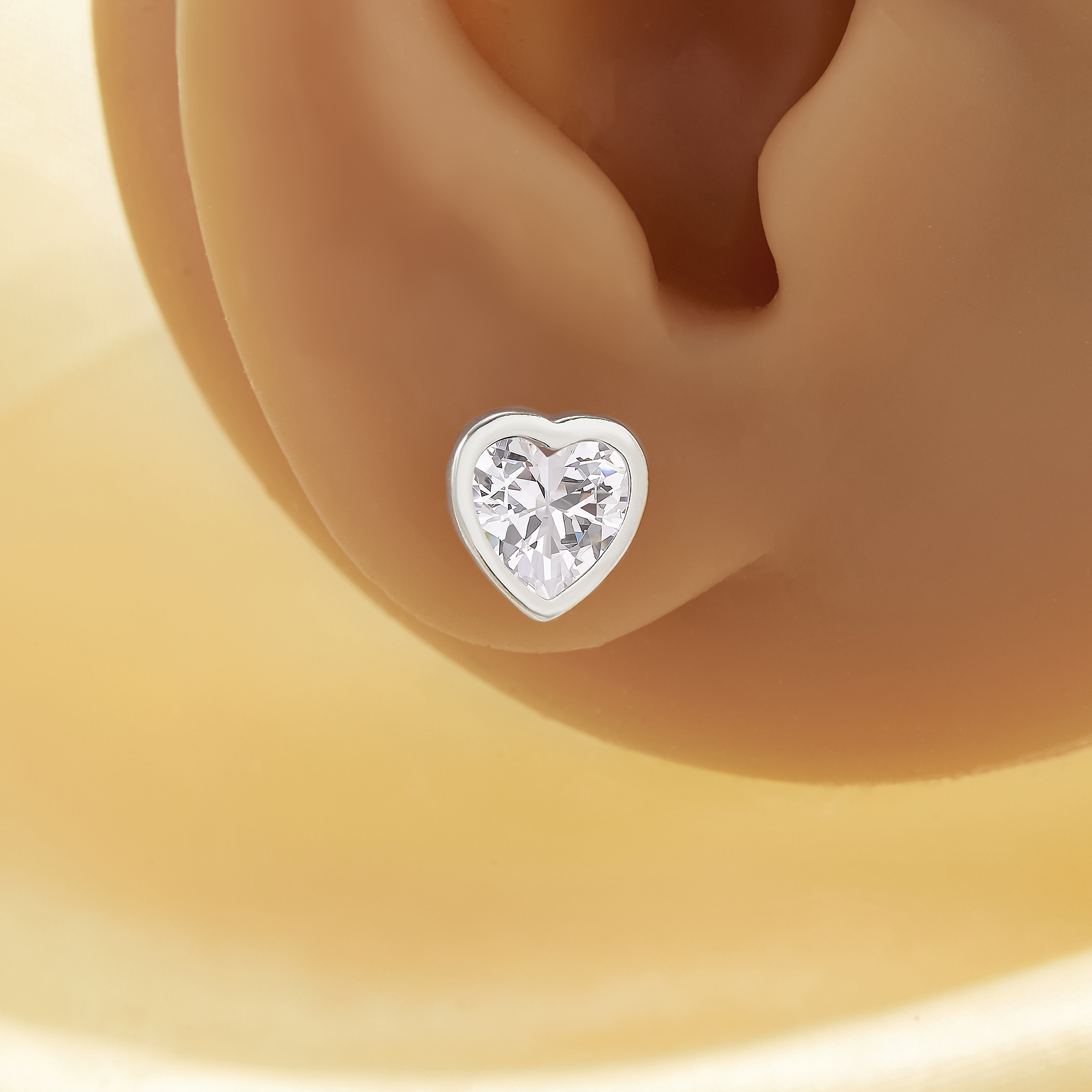 Heart Simulated Diamond Studs Earrings With White Cubic Zirconia,Solid 925 Sterling Silver Earrings,Simple Earrings 6370031 - Click Image to Close