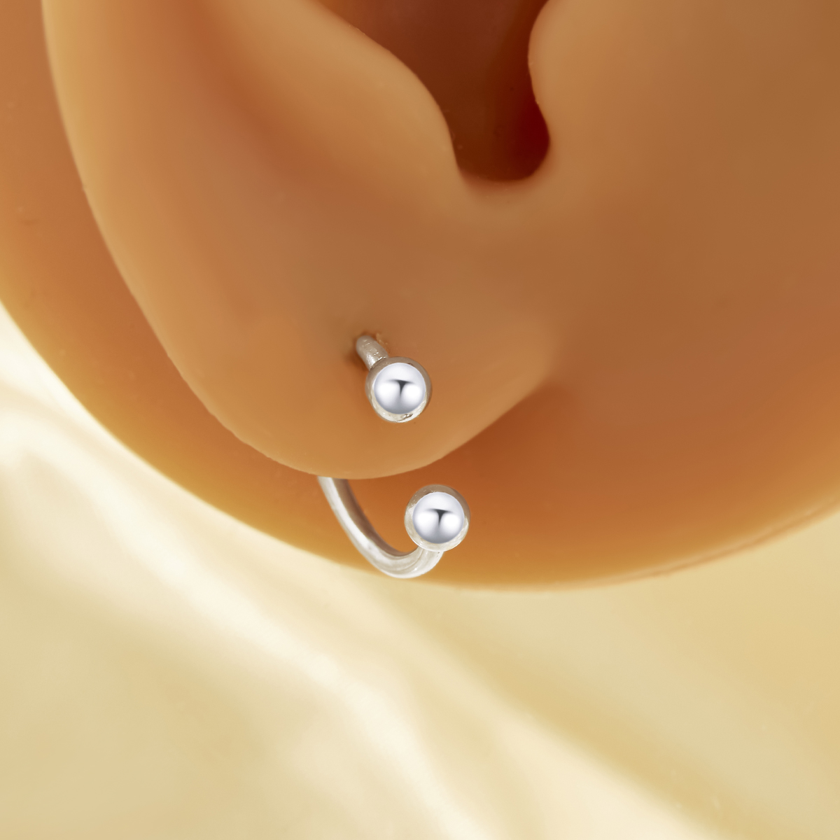 1Pcs Simple Screw Round Balls Nose Studs,Solid 925 Sterling Silver Body Jewelry 6390117 - Click Image to Close
